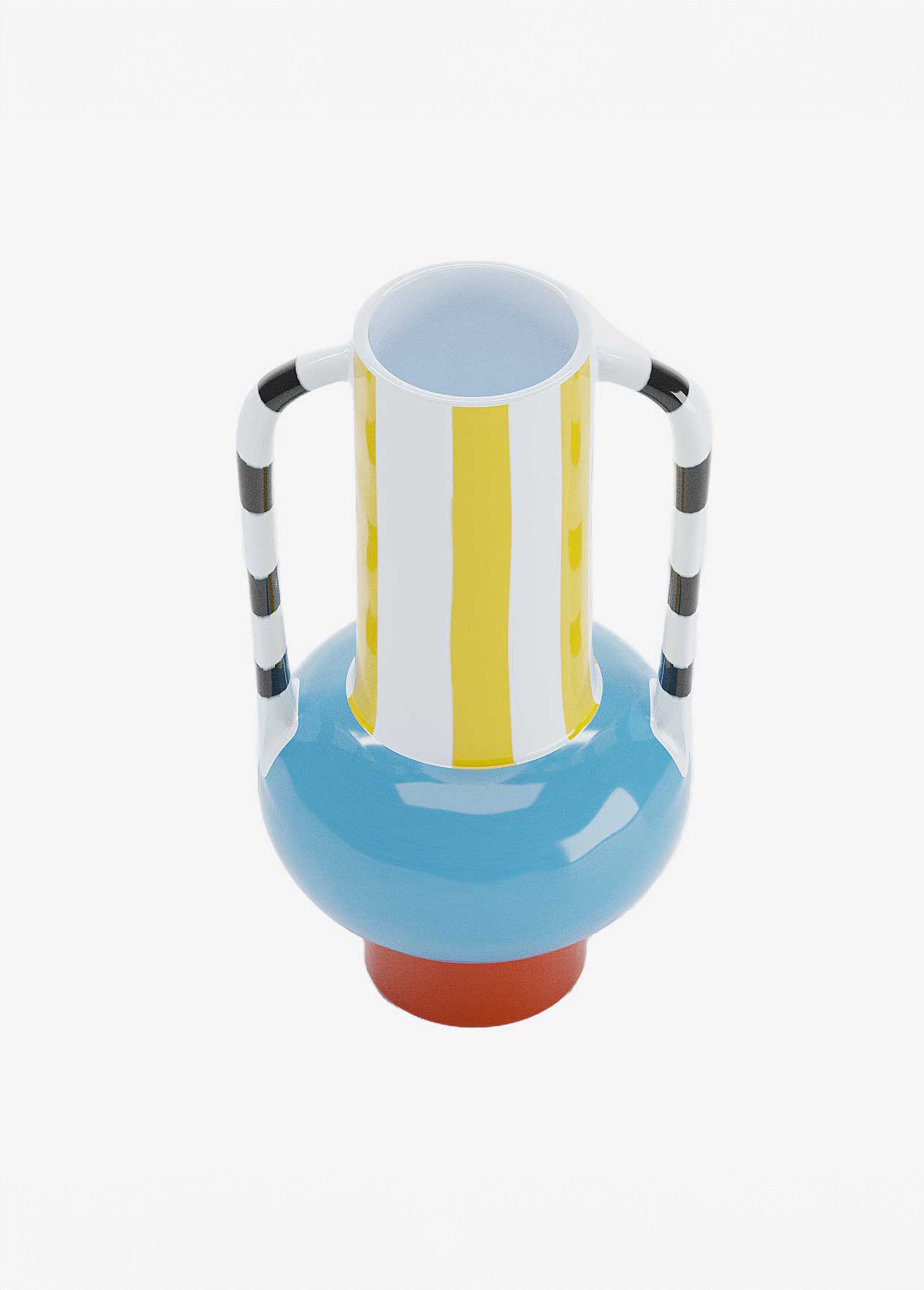 Vase déco céramique, inspiration sculpture Bleu POT-CASSIS DE1