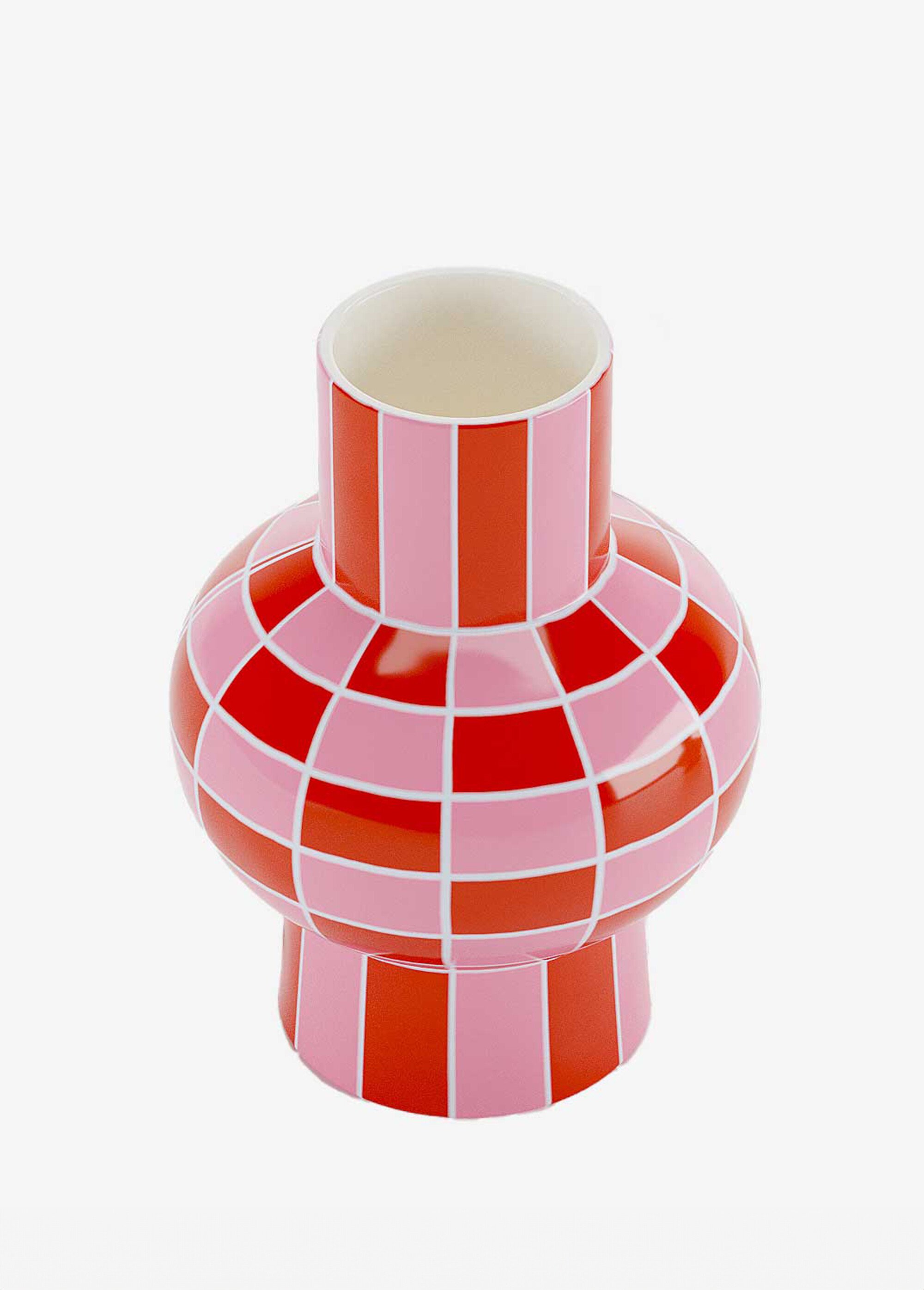 Vase décoratif motif damier, en céramique