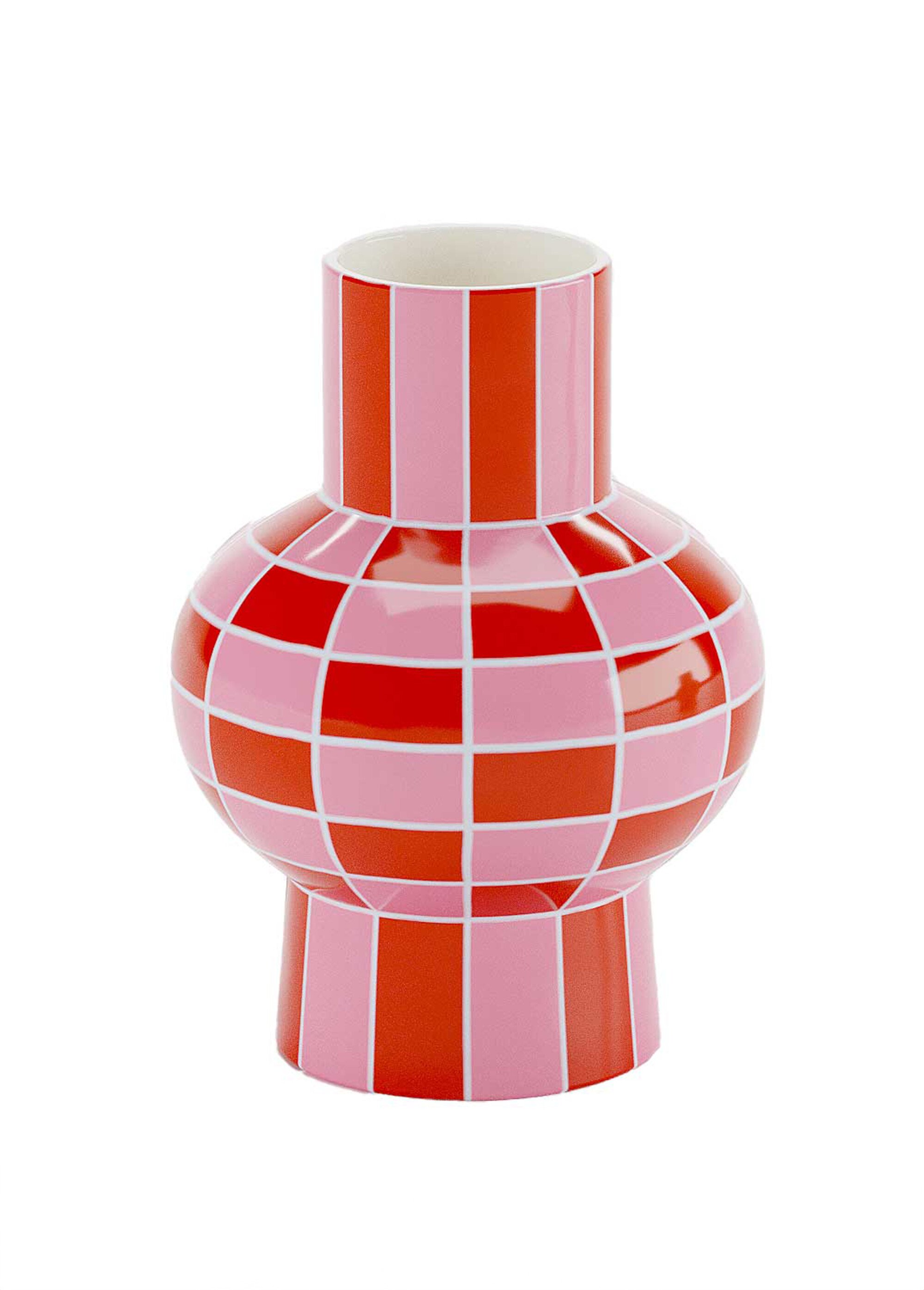 Vase décoratif motif damier, en céramique