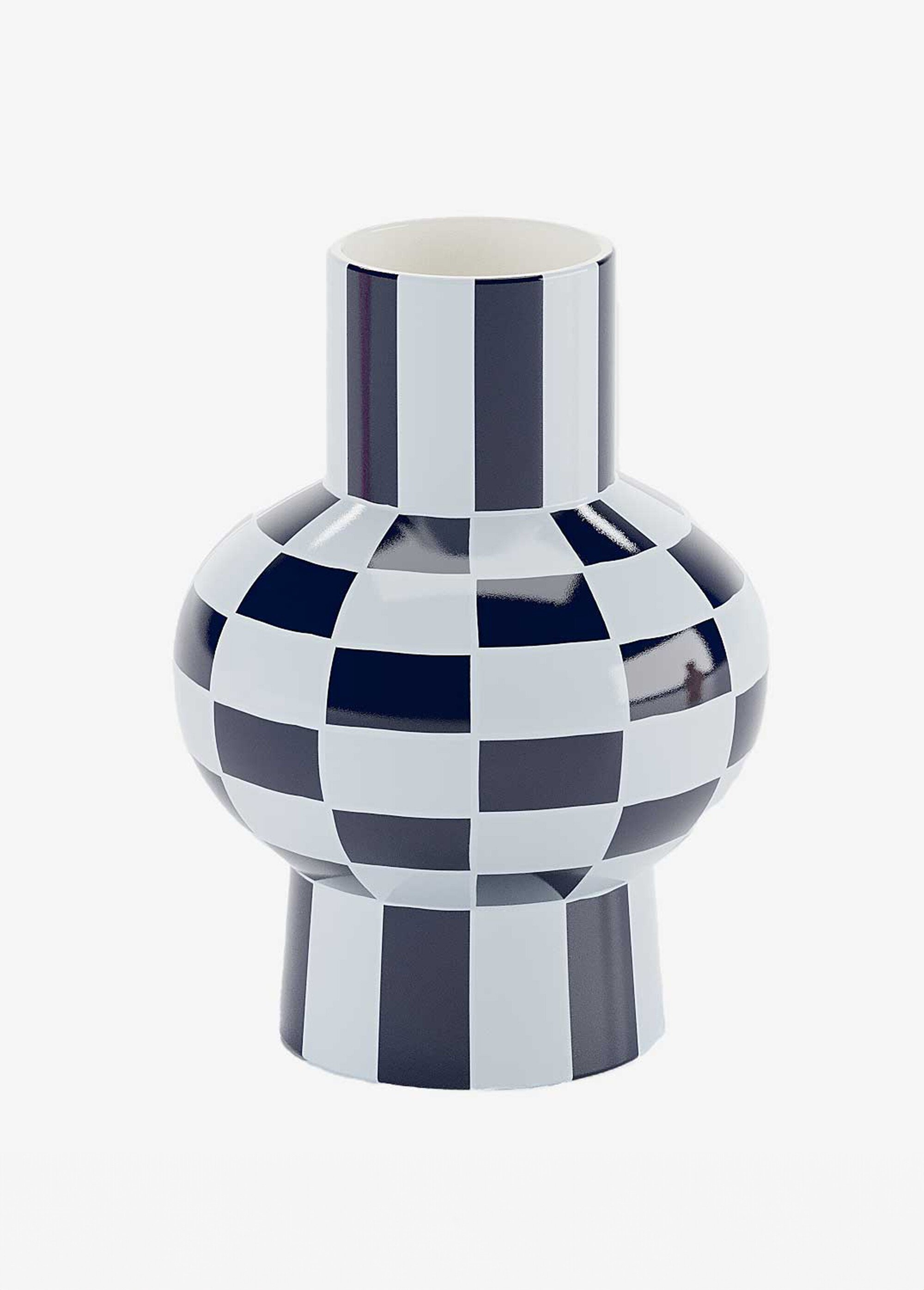 Vase décoratif motif damier, en céramique