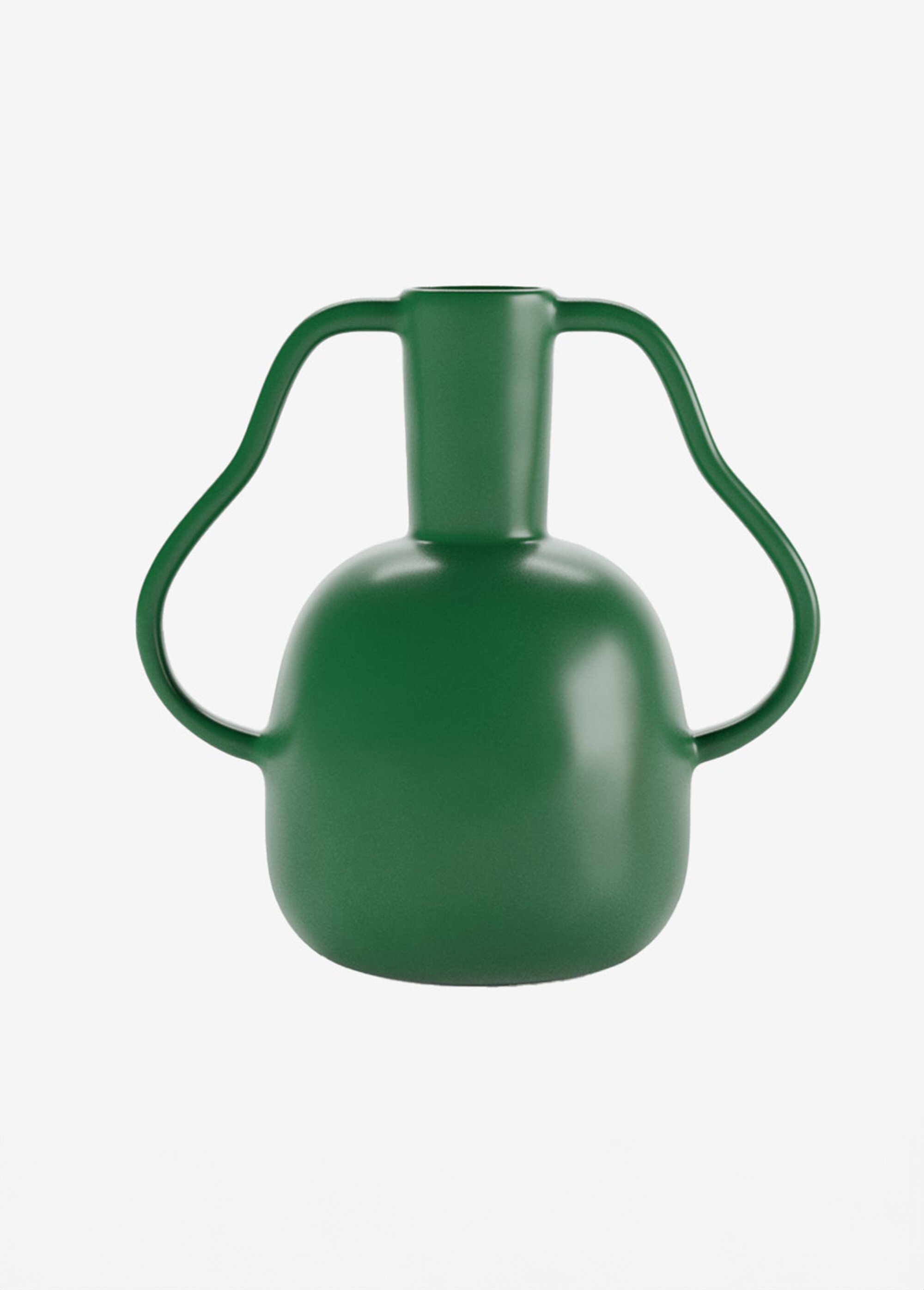 Vase fantaisie céramique, poignées ondulées Vert POT-RIO FA1