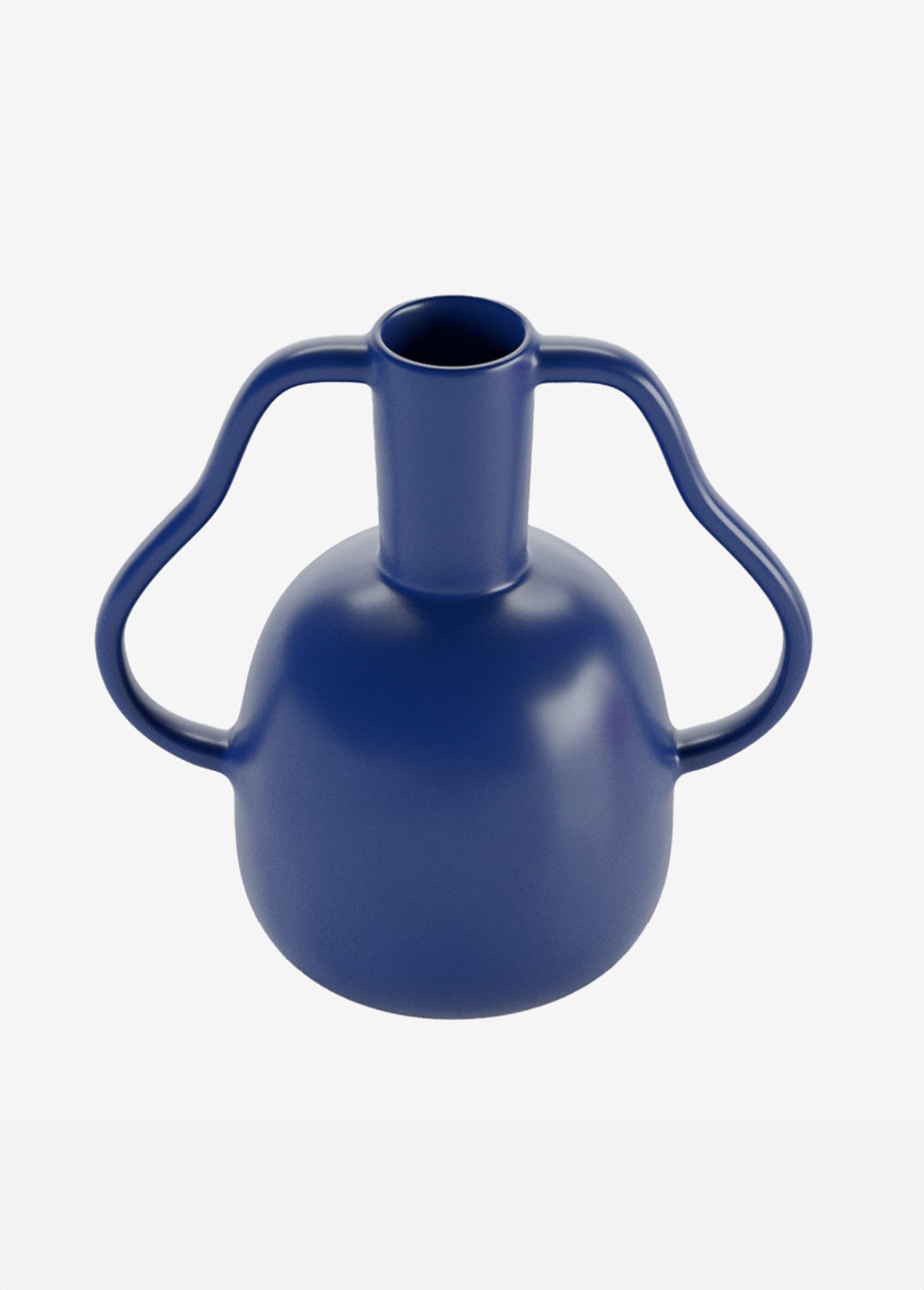 Vase fantaisie céramique, poignées ondulées Bleu POT-RIO DE1