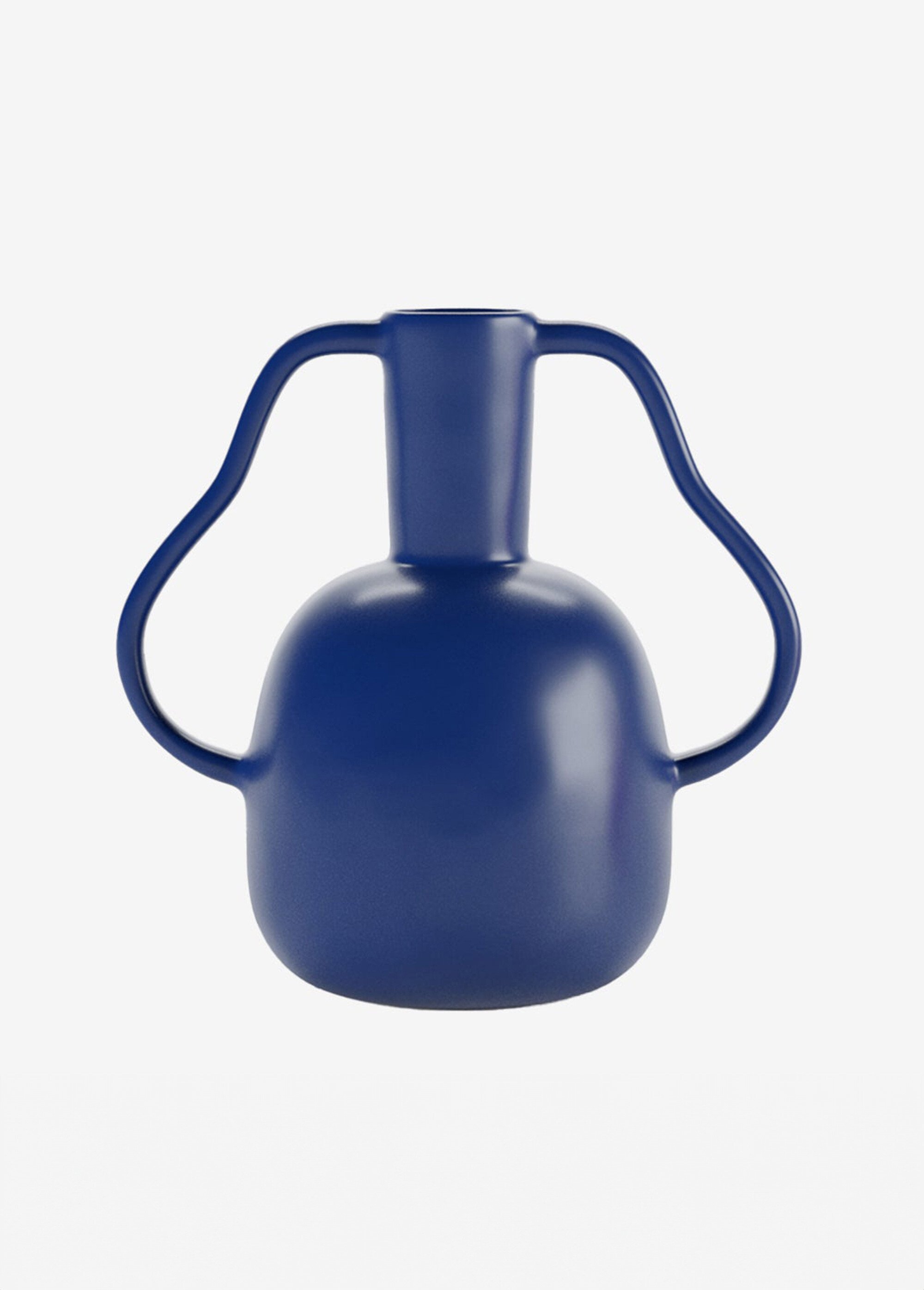 Vase fantaisie céramique, poignées ondulées Bleu POT-RIO FA1