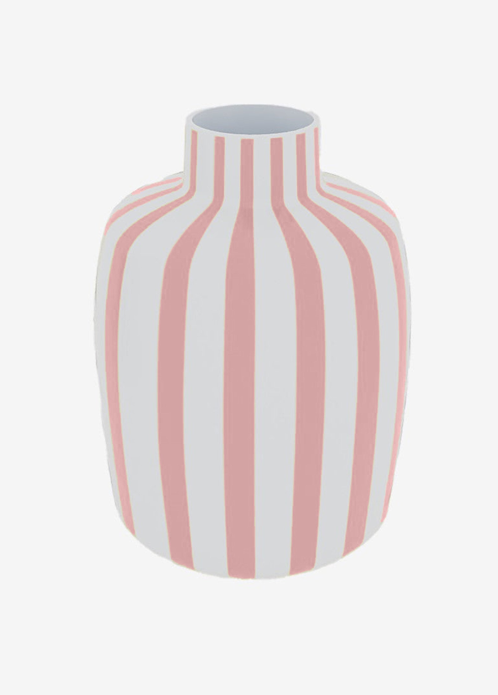 Vase large rayé décoratif, en céramique Rose POT-MILAN DE1