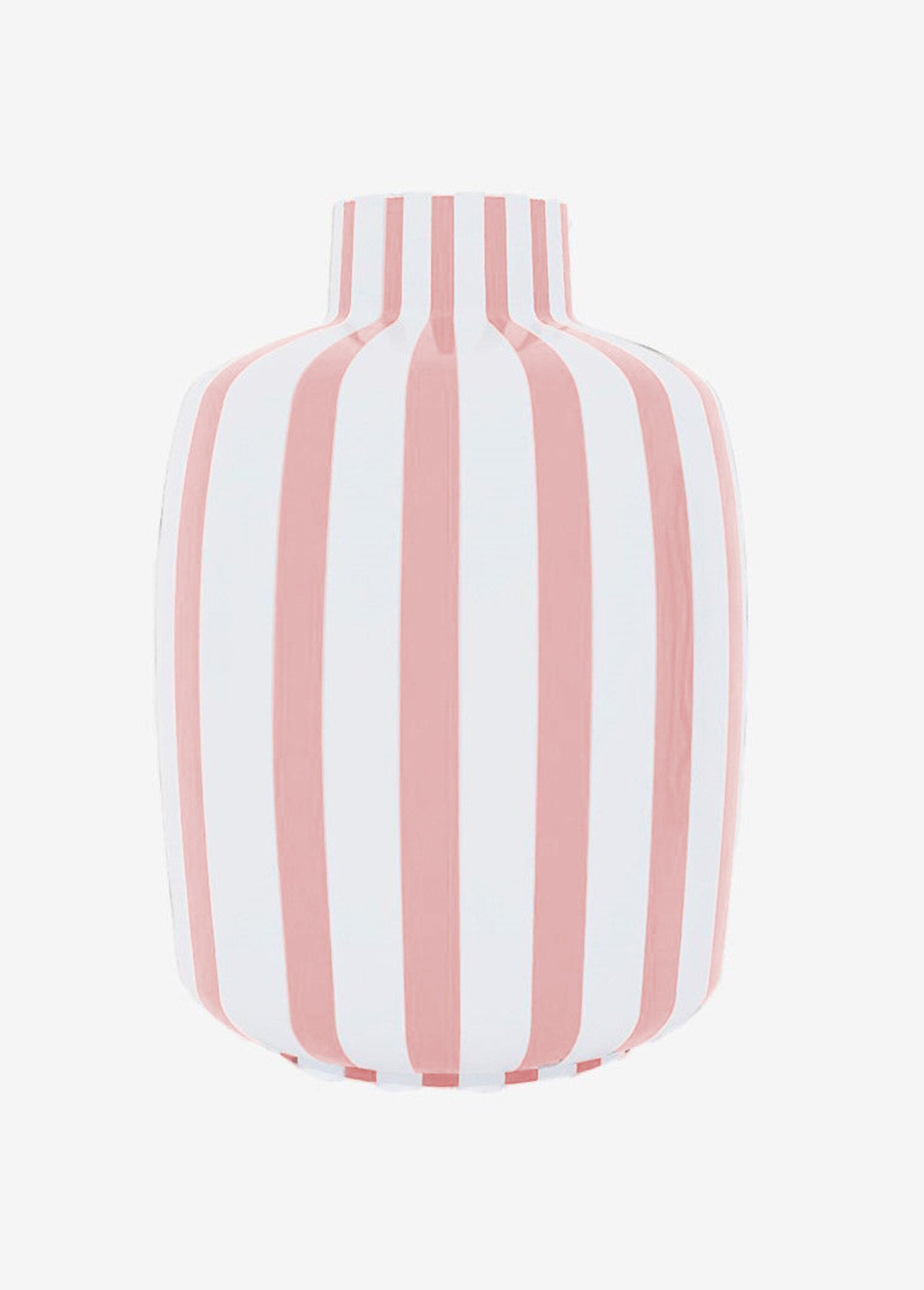 Vase large rayé décoratif, en céramique Rose POT-MILAN FA1