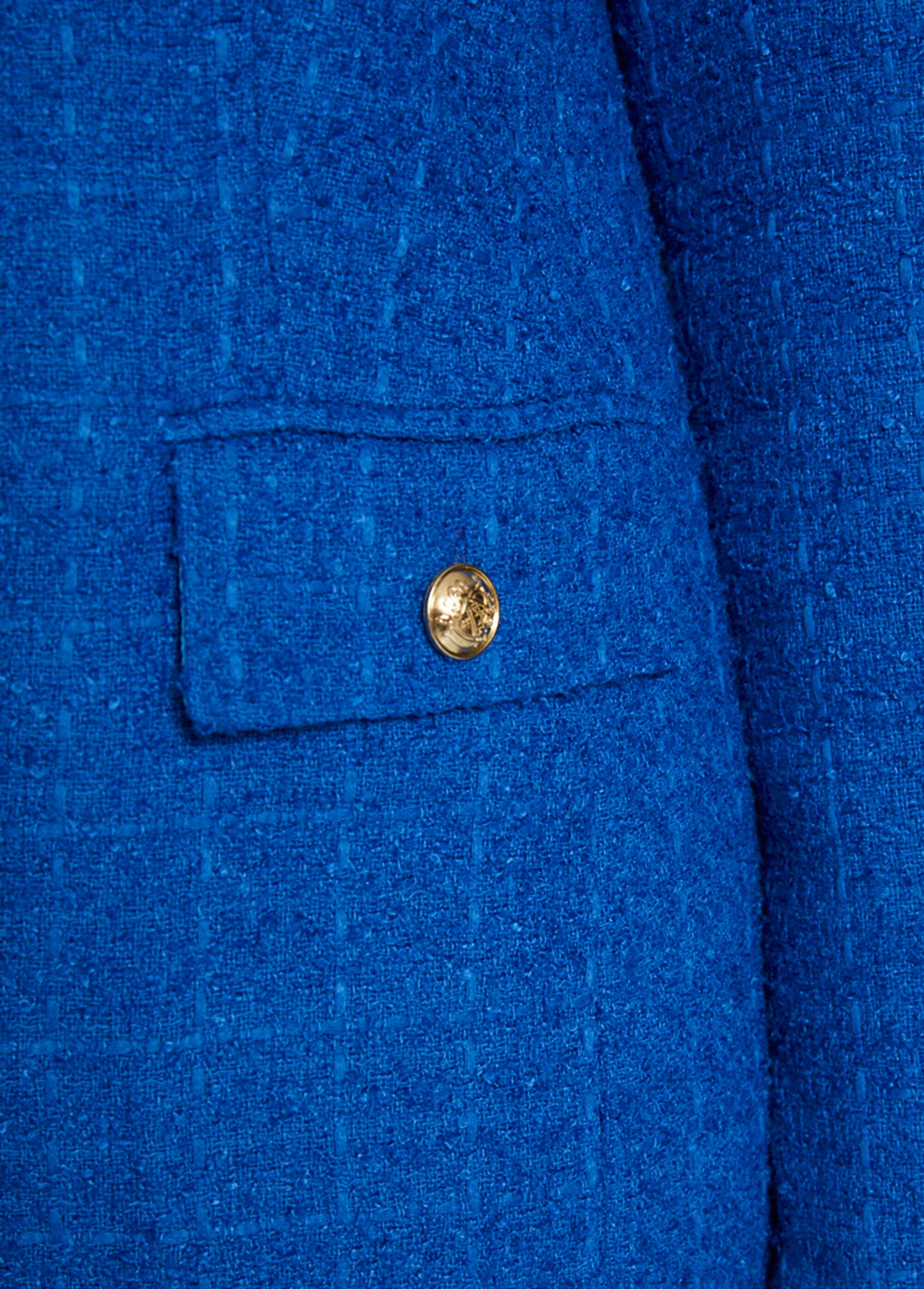 Veste droite boutonnée tissu natté col tailleur