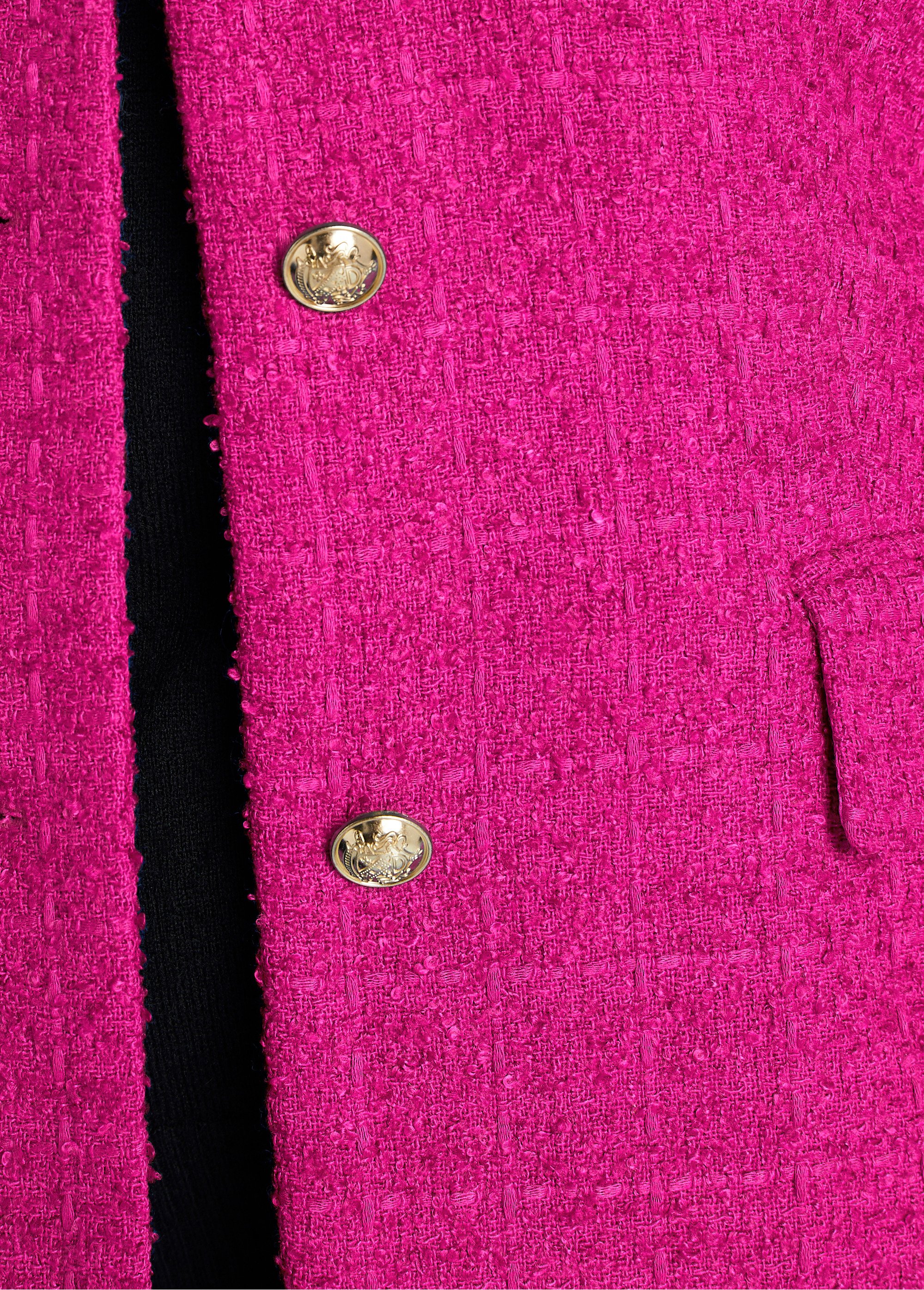 Veste droite boutonnée tissu natté col tailleur