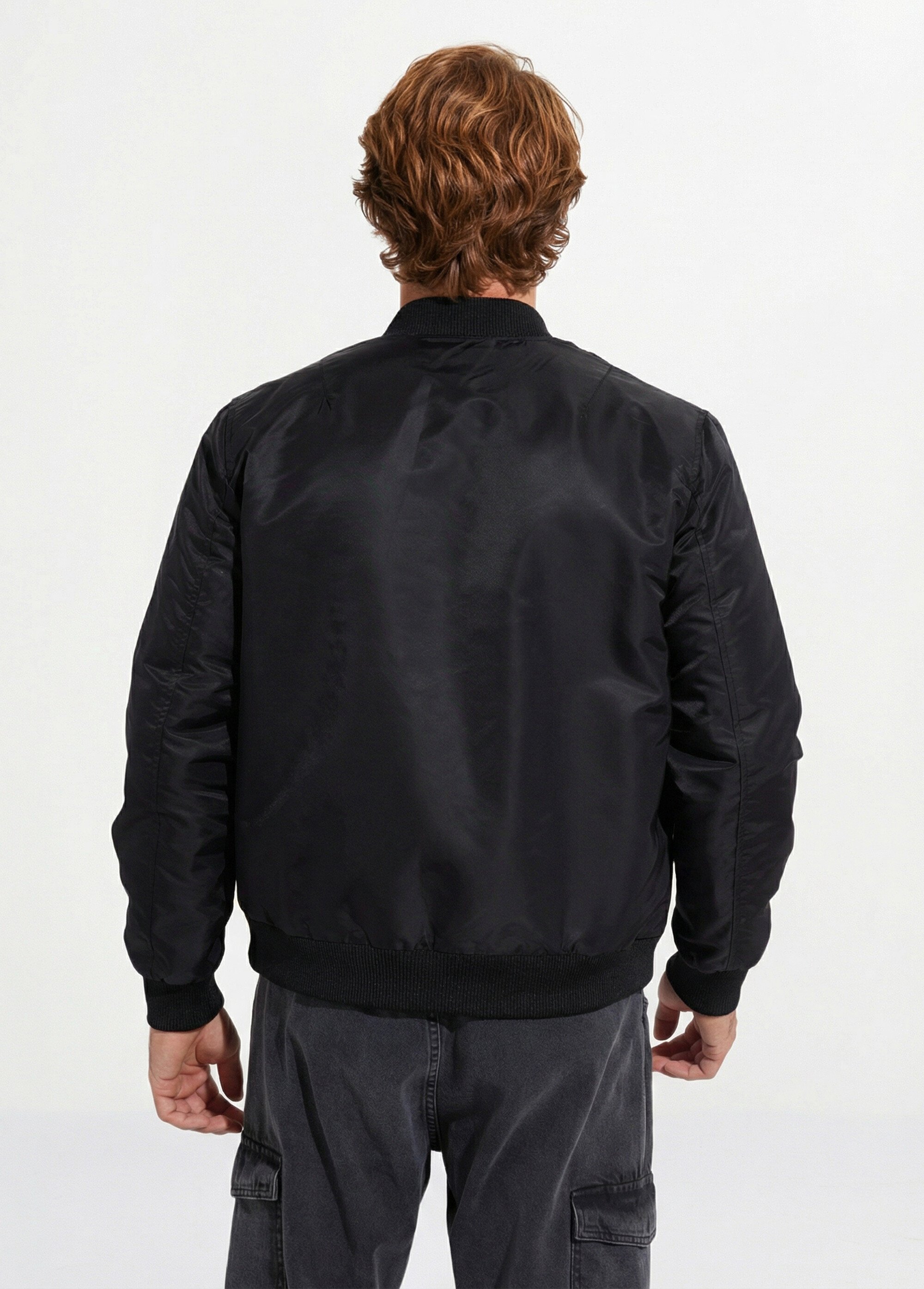 Blouson bomber satiné zip métal Homme Noir FRIQQ161S98-1 DO1
