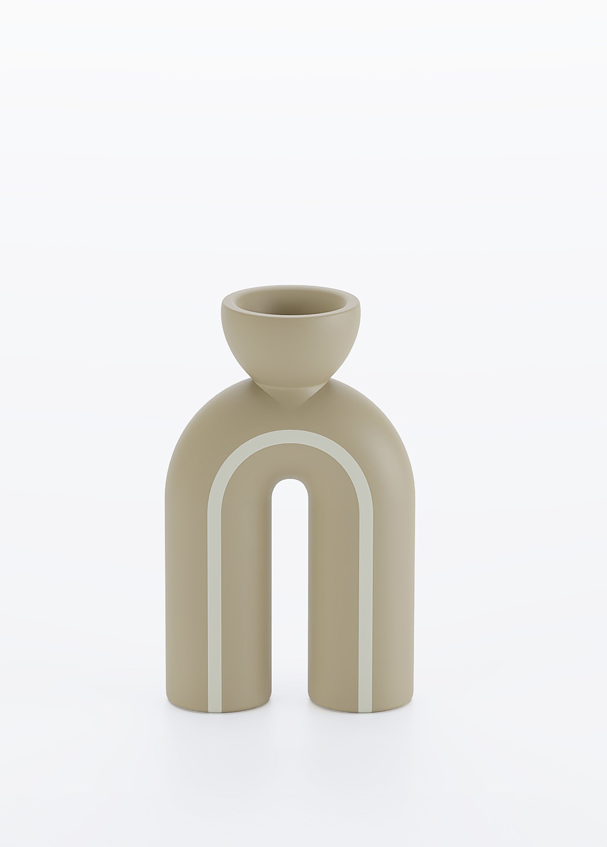 Bougeoirs arty minimalistes céramique mate CREME ET BEIGE POT-CHICAGO DE2