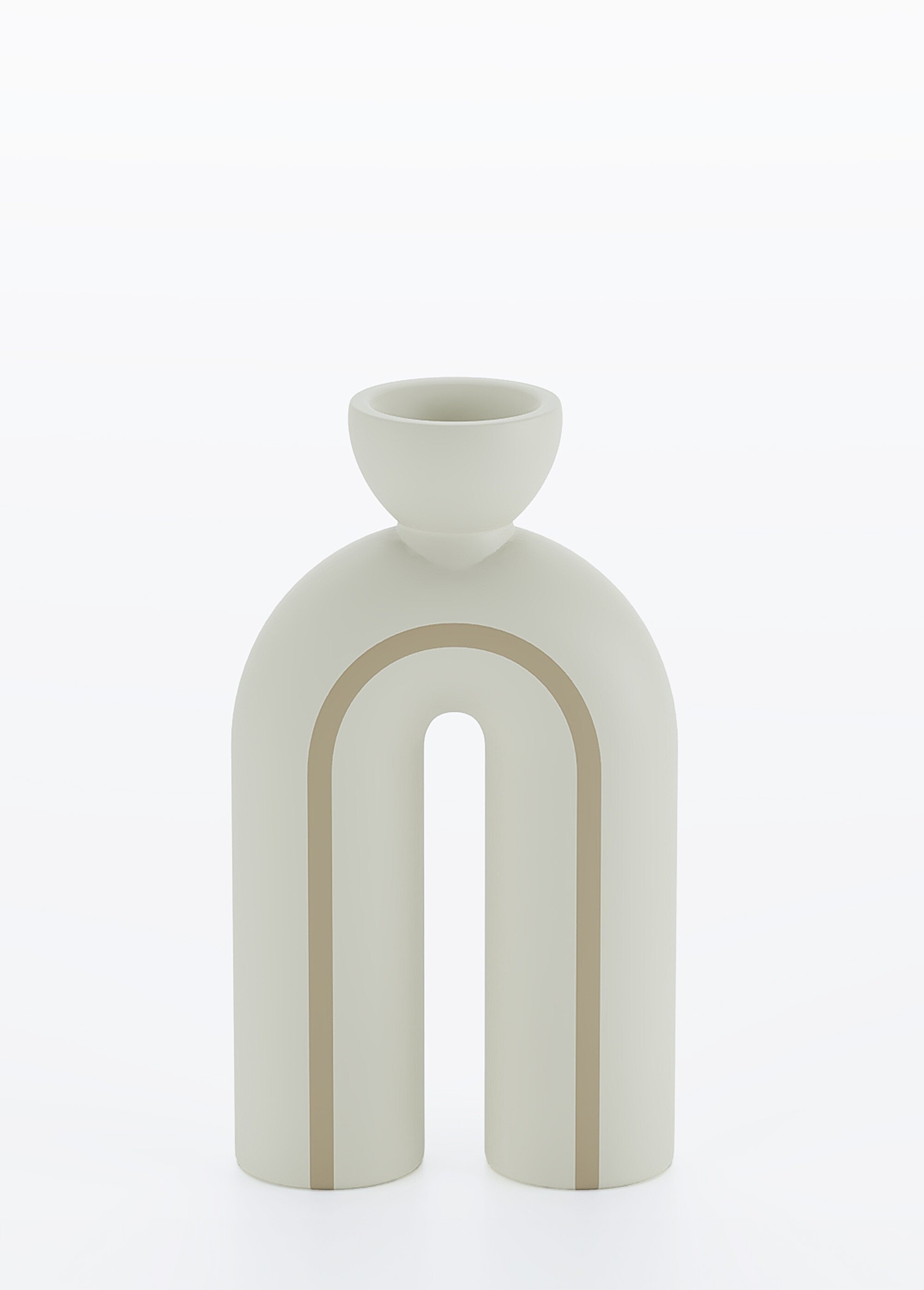 Bougeoirs arty minimalistes céramique mate CREME ET BEIGE POT-CHICAGO DE3