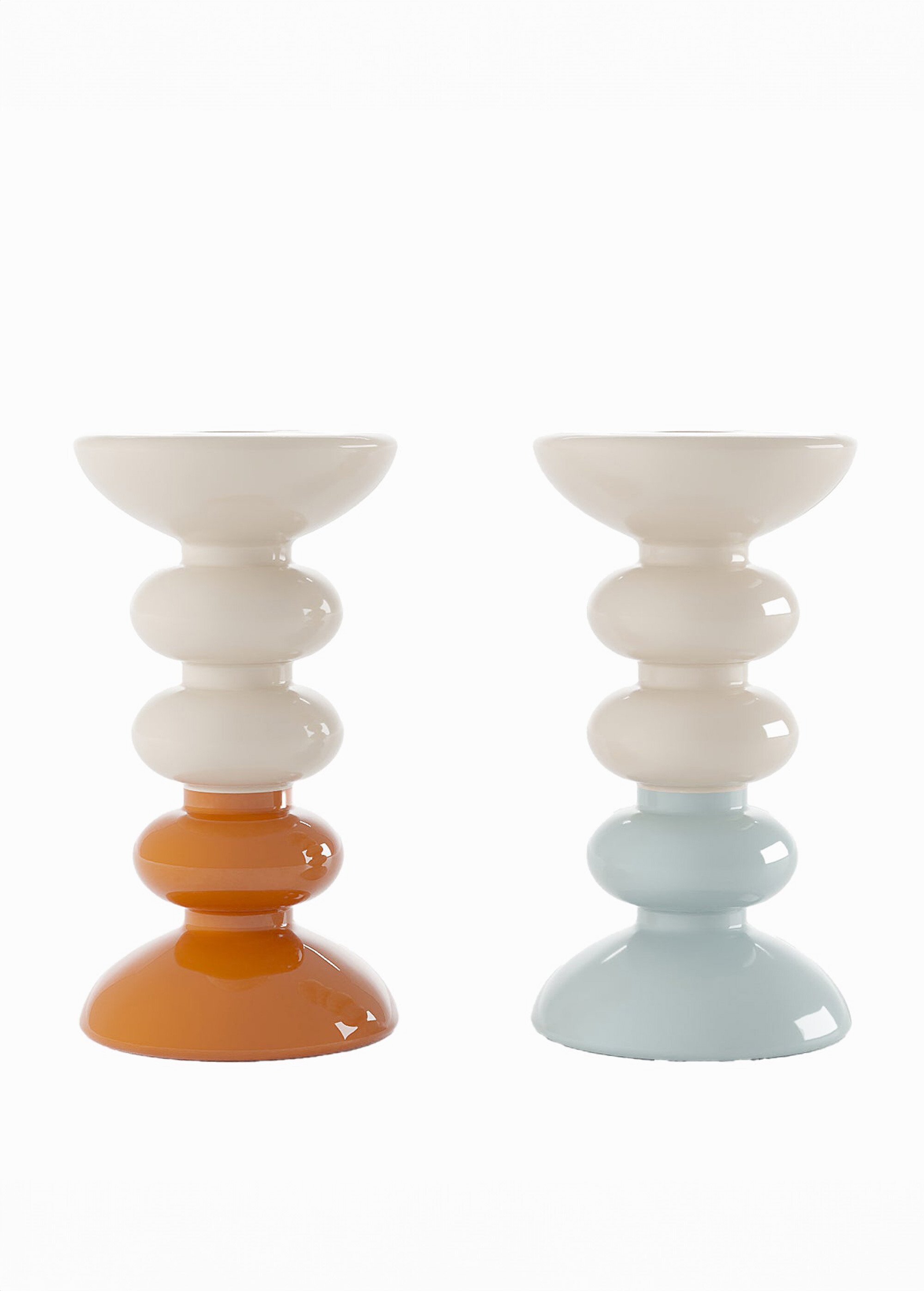 Bougeoirs bicolores en céramique Orange POT-CHELSEA FA1