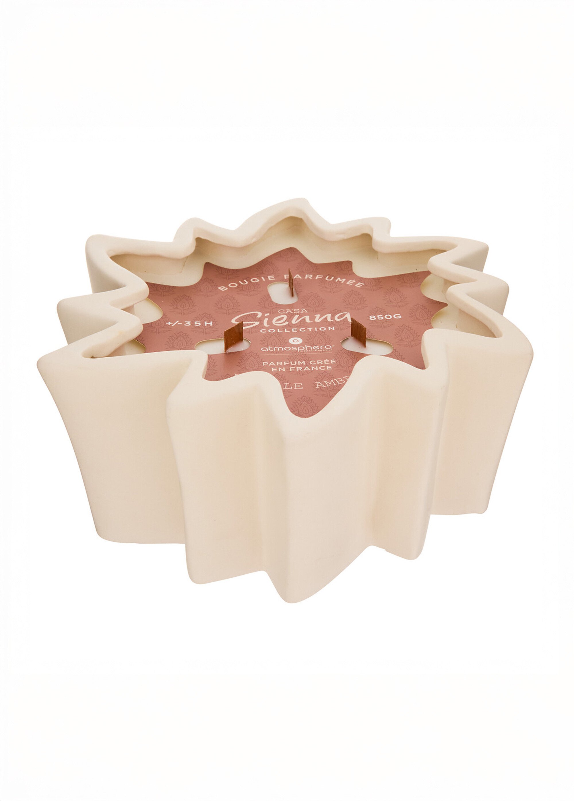 Bougie parfumée 3 mèches, étoile céramique Blanc JJA-214836 DE1