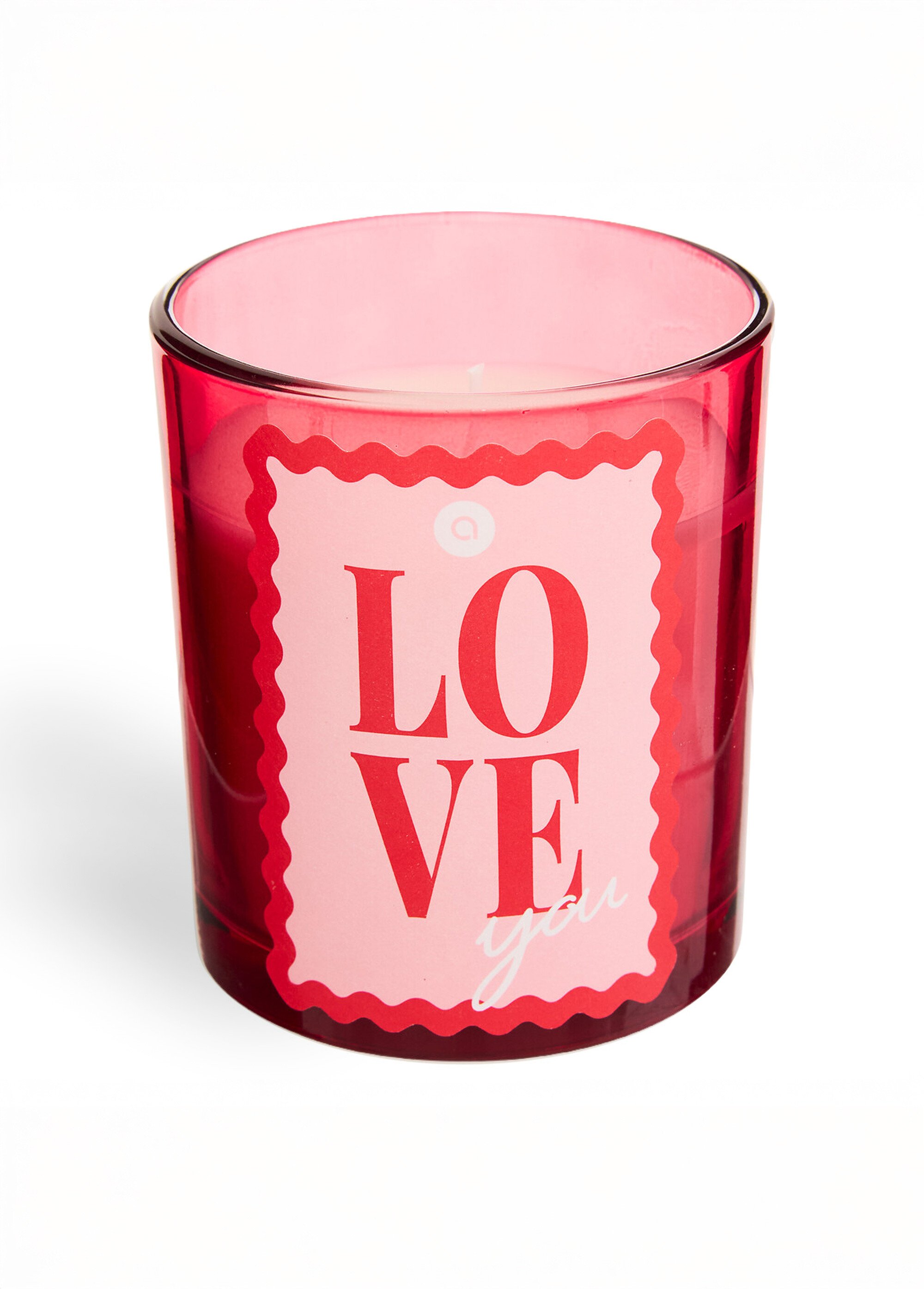 Bougie parfumée en verre, décor Love Rouge JJA-214862 FA1
