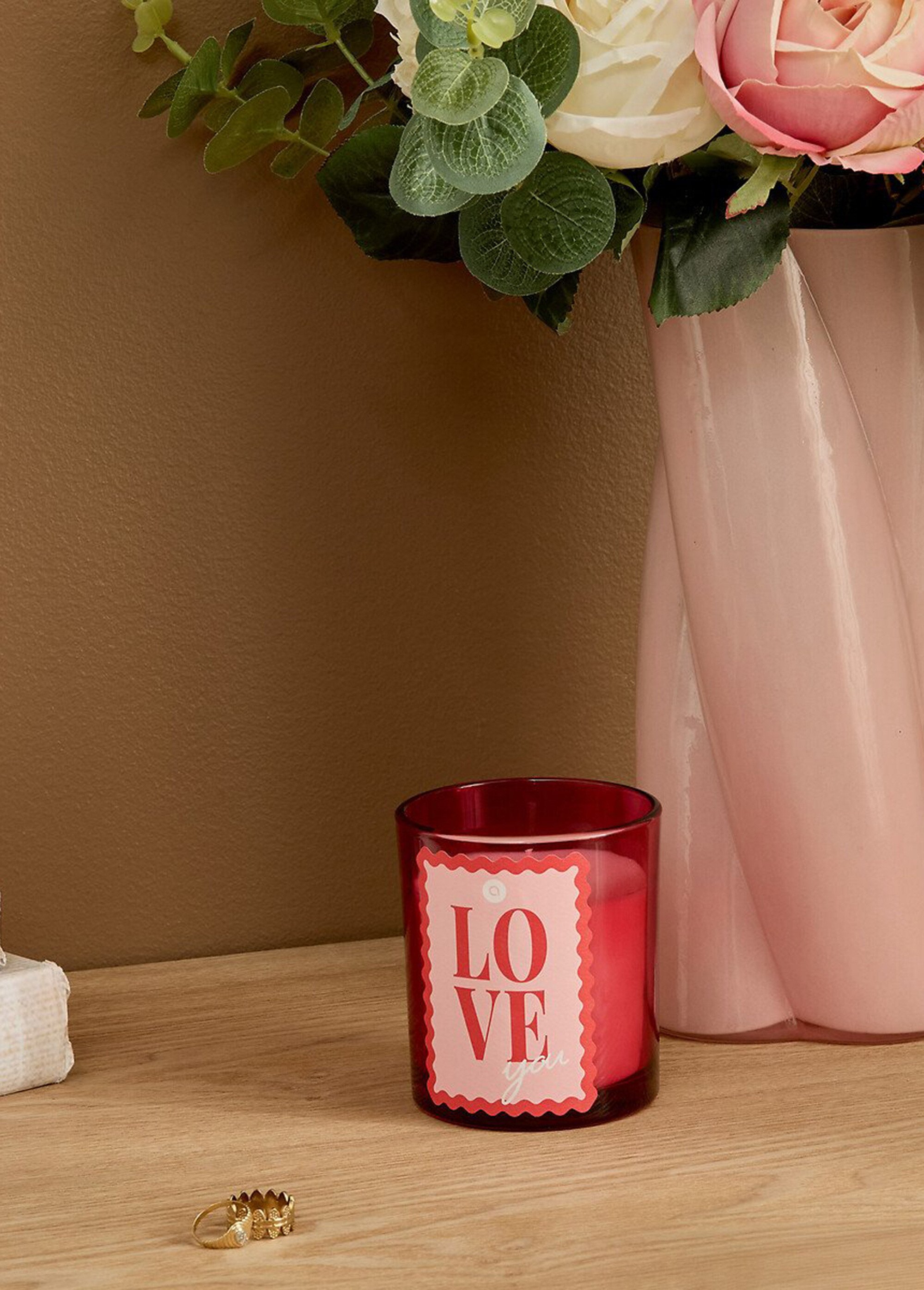 Bougie parfumée en verre, décor Love Rouge JJA-214862 SI1