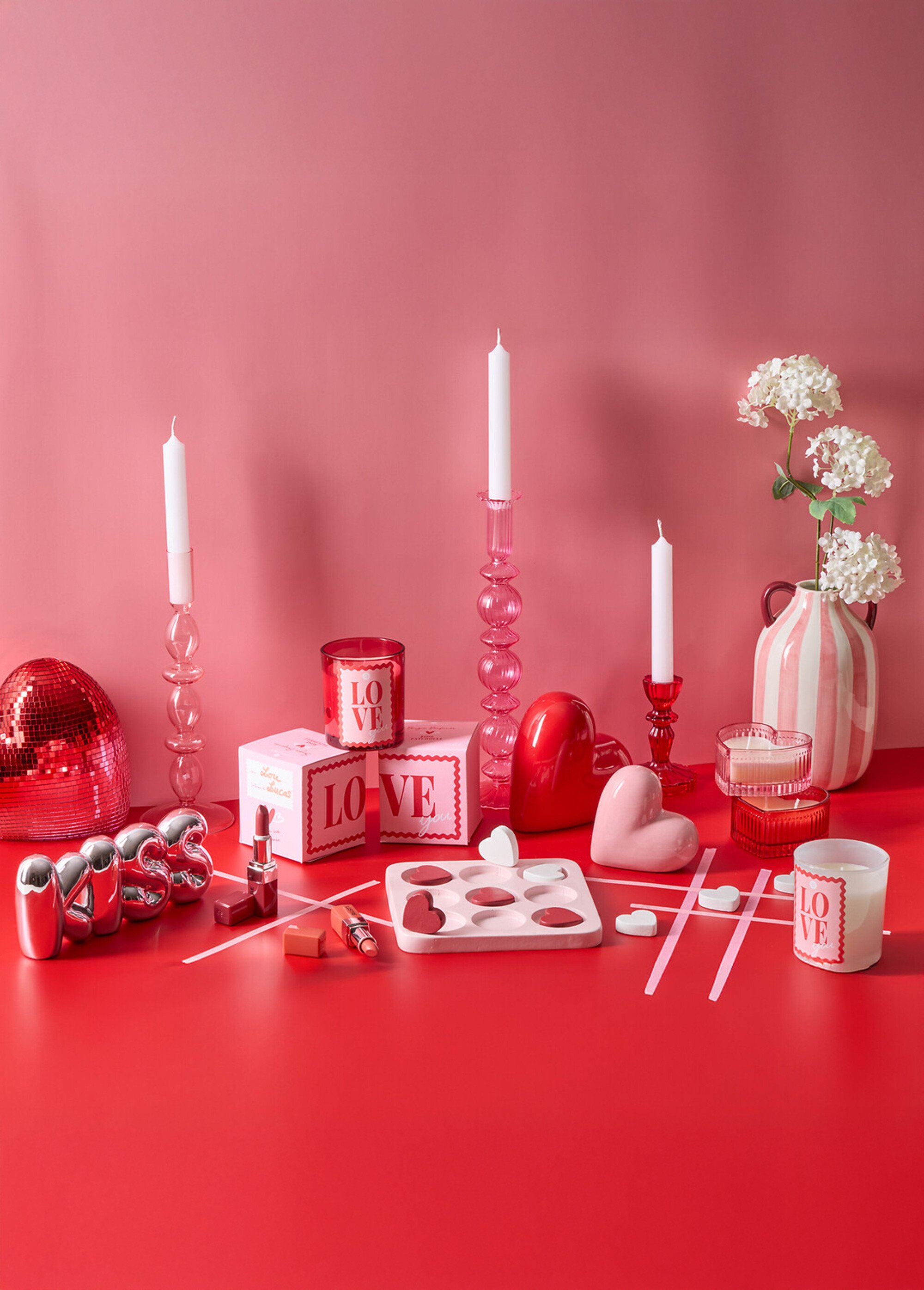 Bougie parfumée en verre, décor Love Rouge JJA-214862 SI2