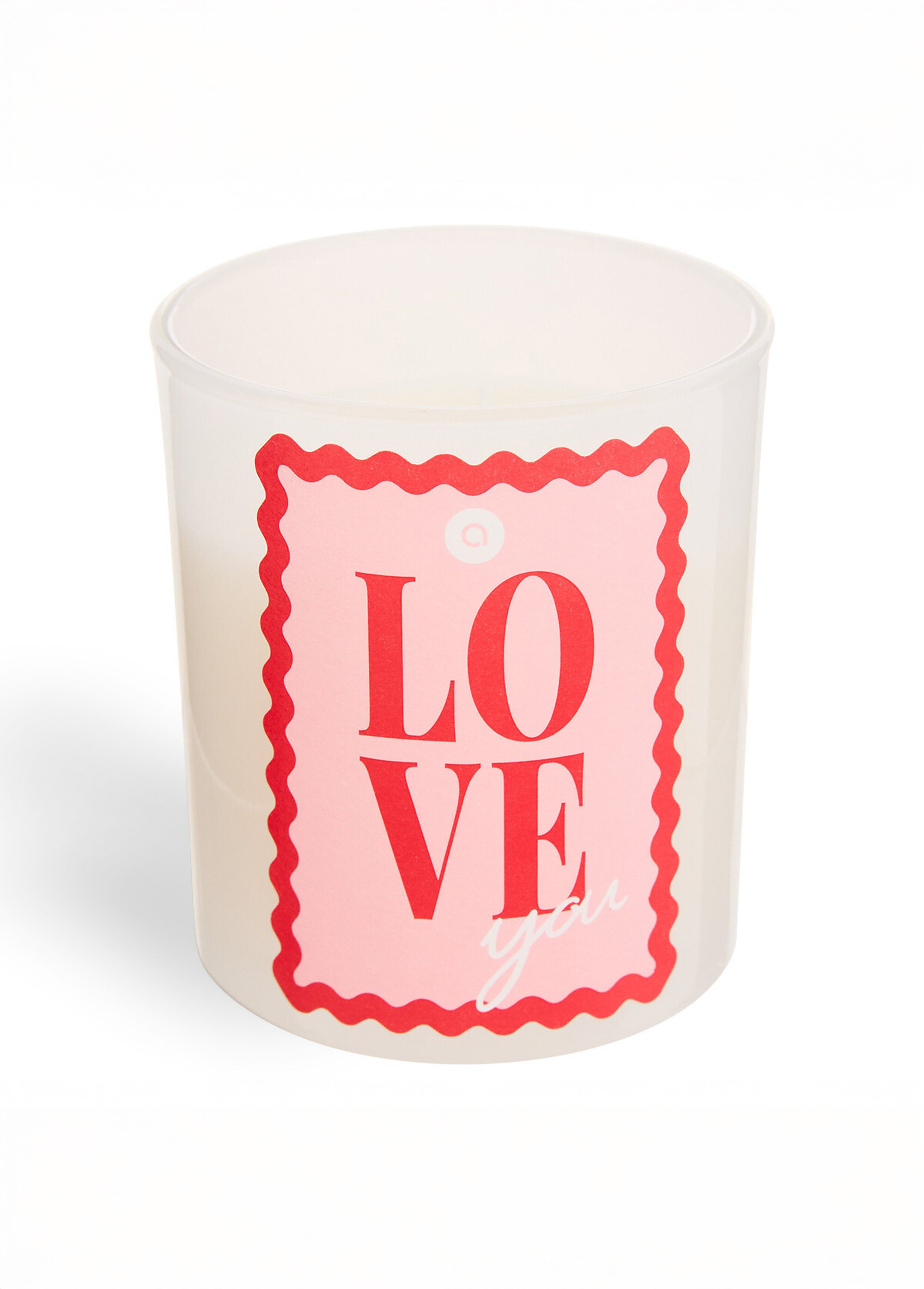 Bougie parfumée en verre, décor Love Blanc JJA-214862 FA1