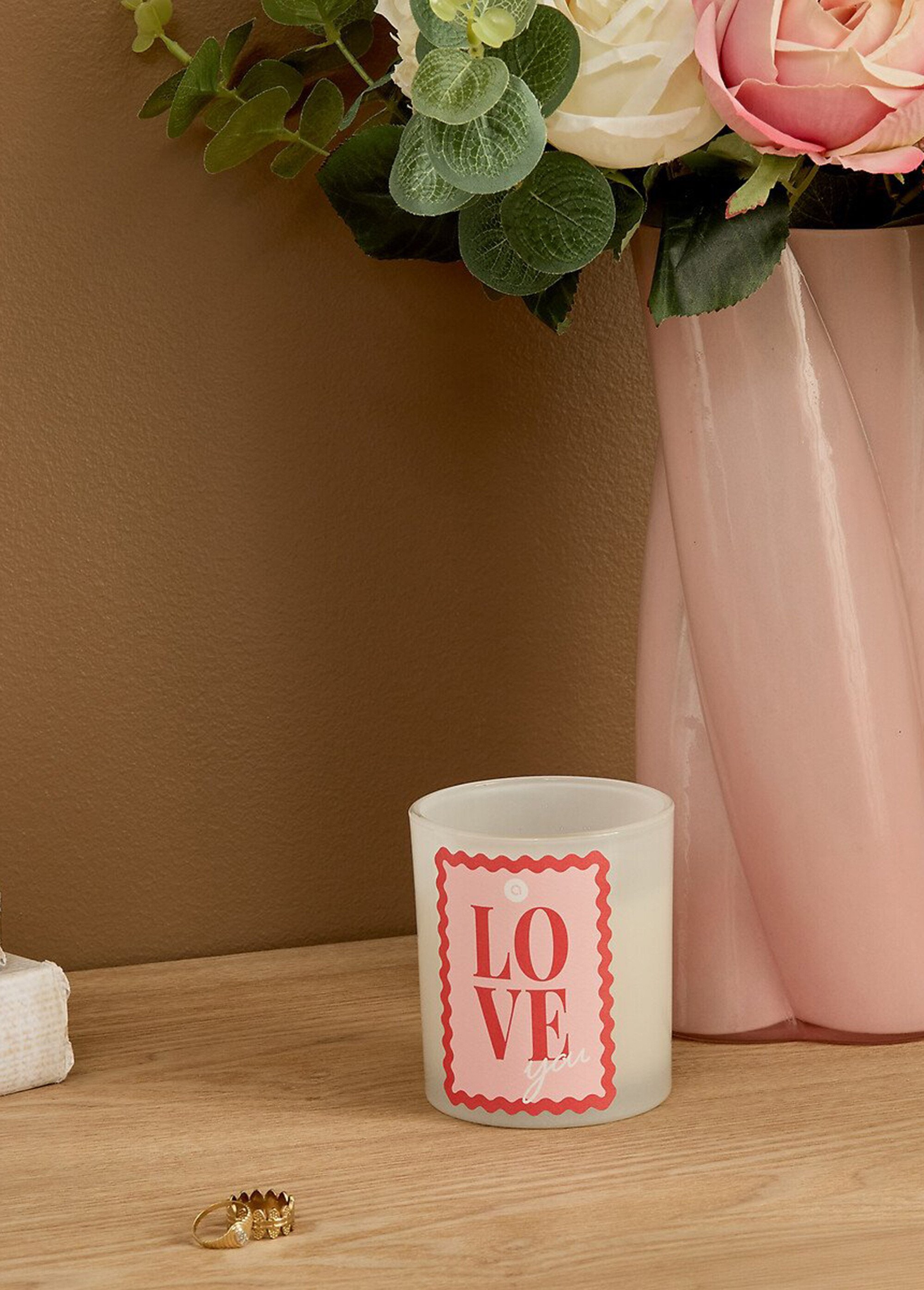 Bougie parfumée en verre, décor Love Blanc JJA-214862 SI1