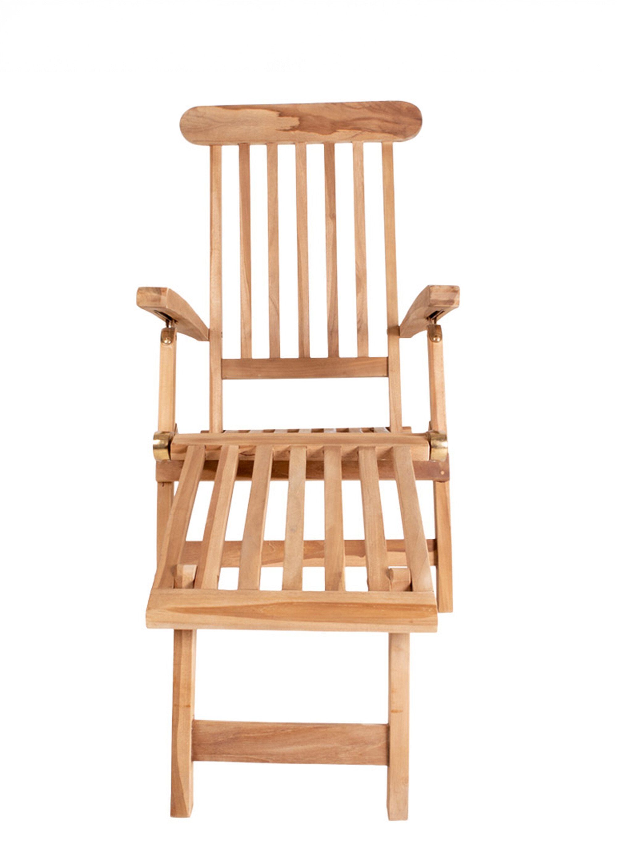 Chaise longue teck, avec  repose pieds