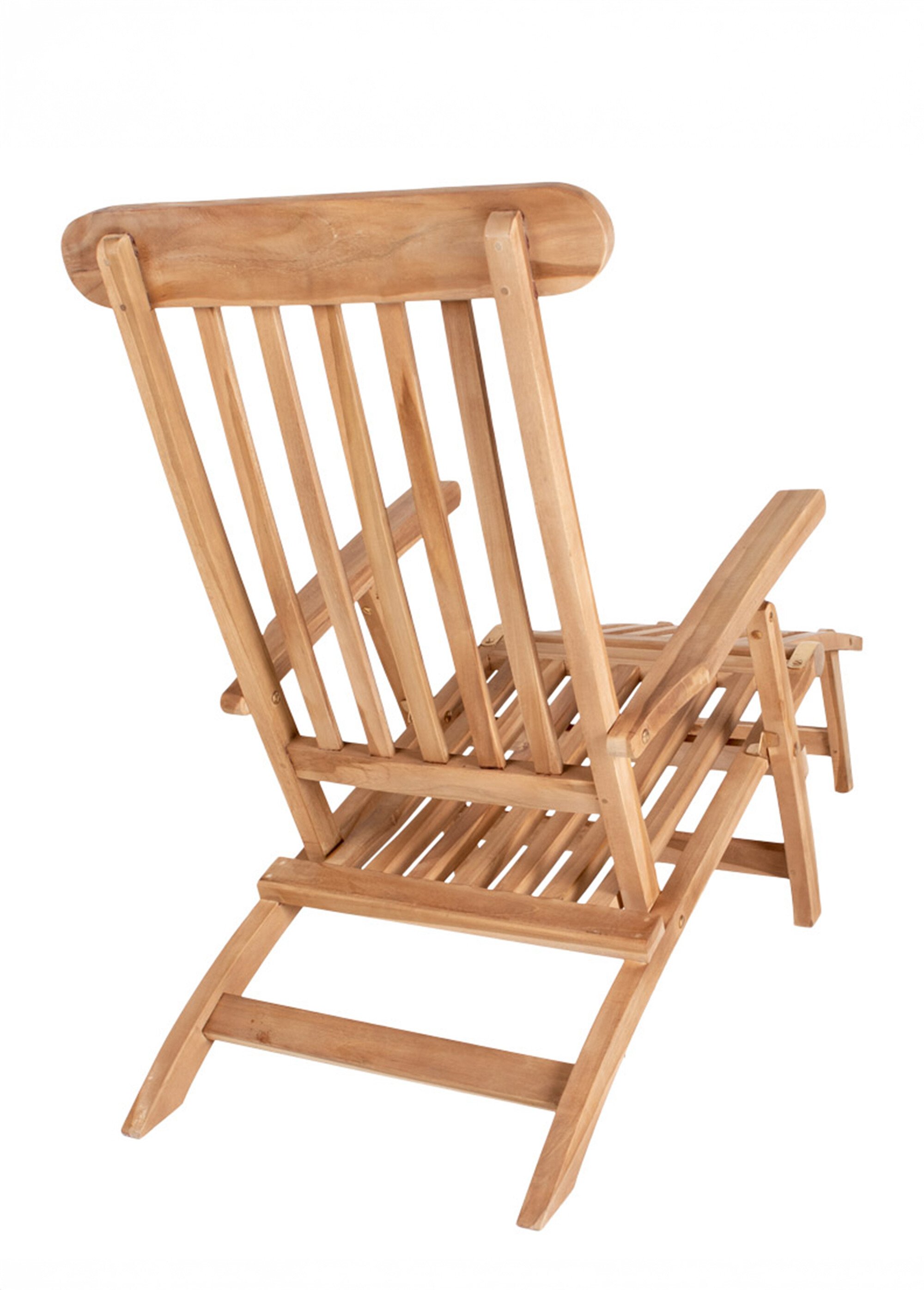 Chaise longue teck, avec  repose pieds