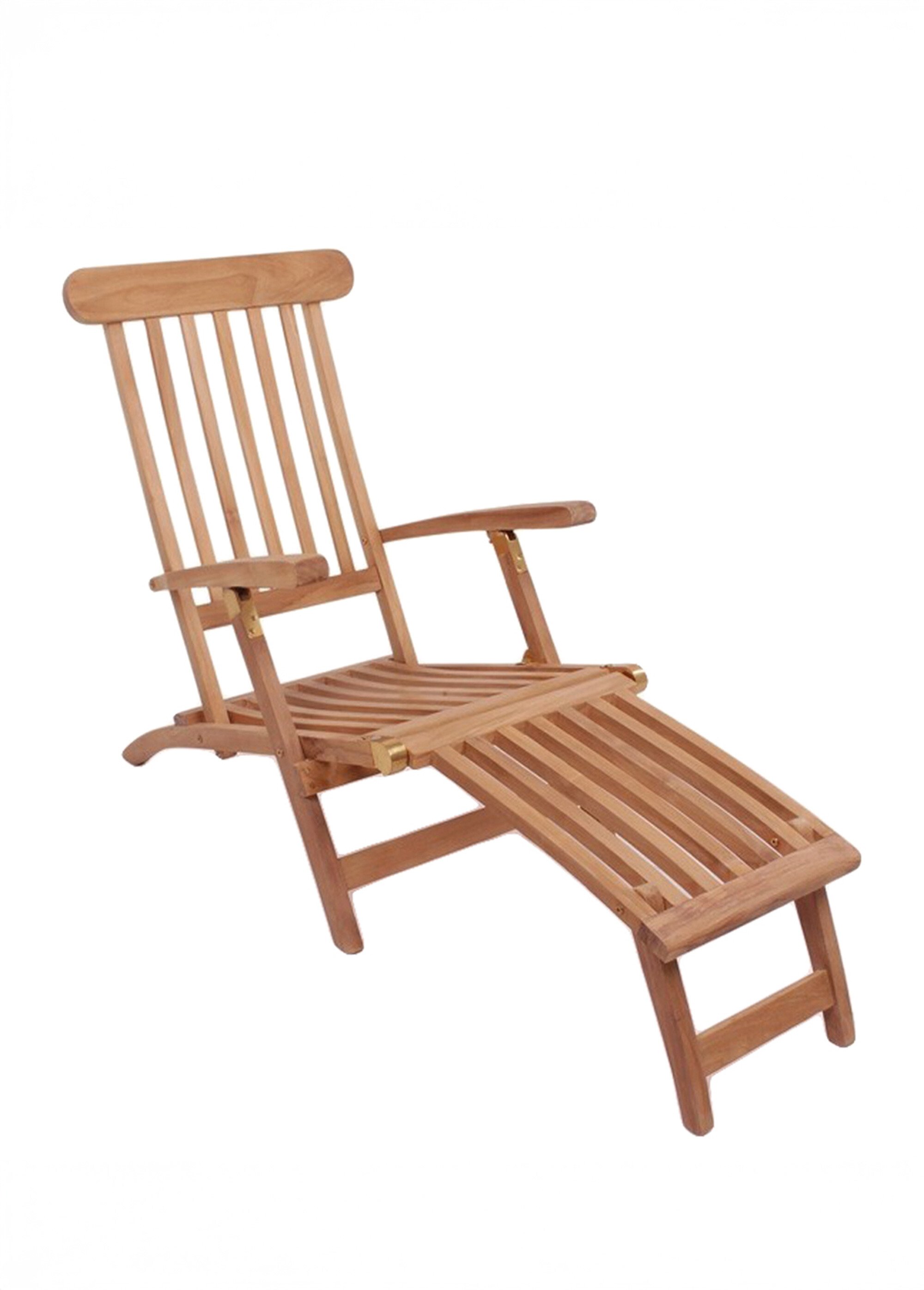 Chaise longue teck, avec  repose pieds