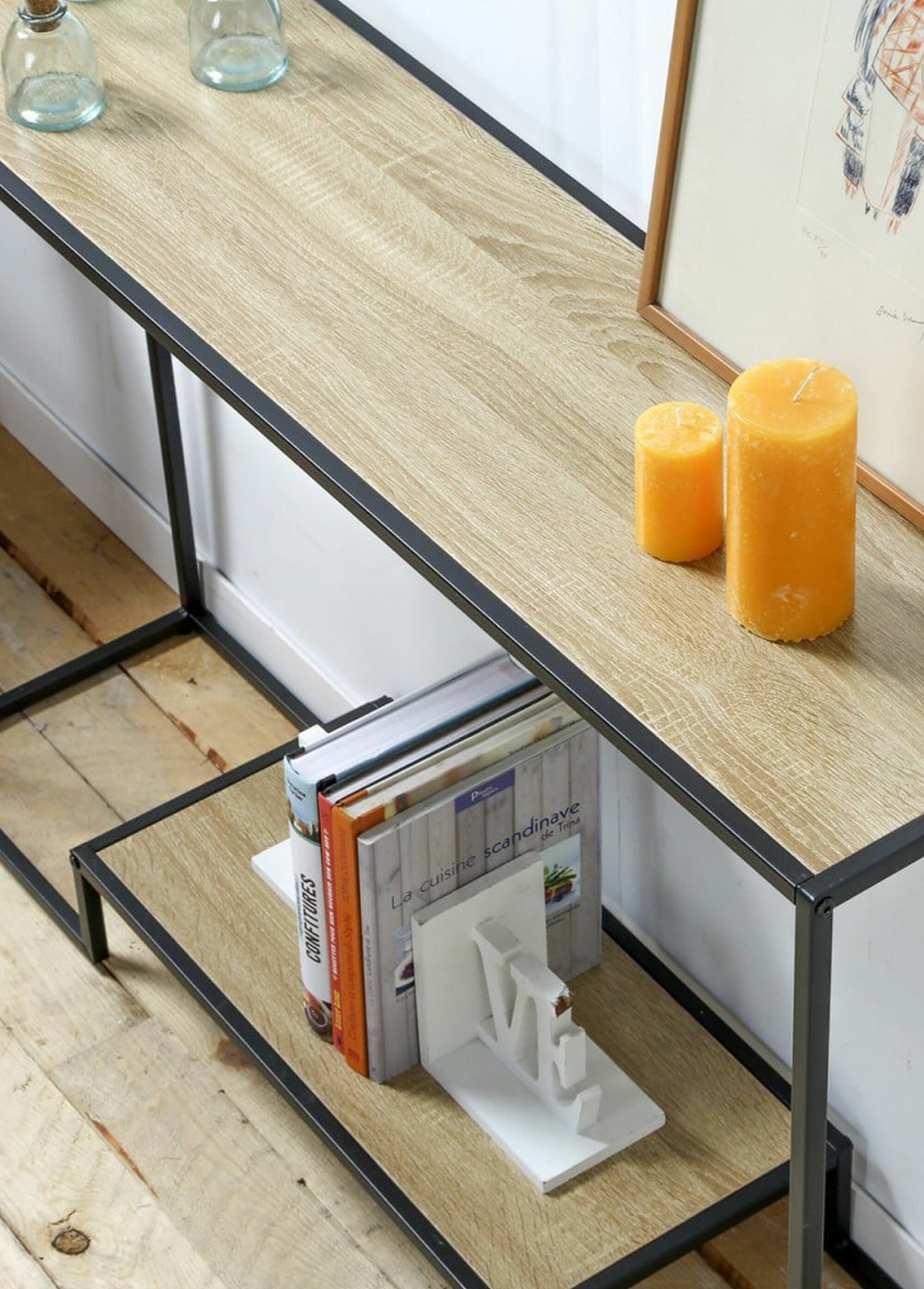 Console épurée métal et décor chêne MARRON CAL-12146133 DE1