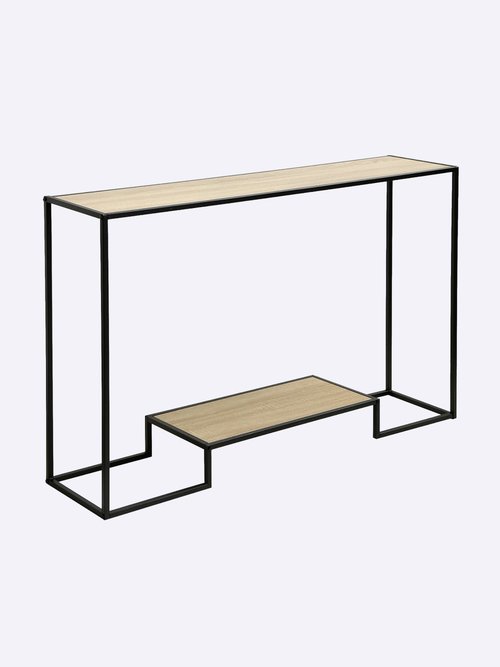 Console épurée métal et décor chêne MARRON CAL-12146133 FA1