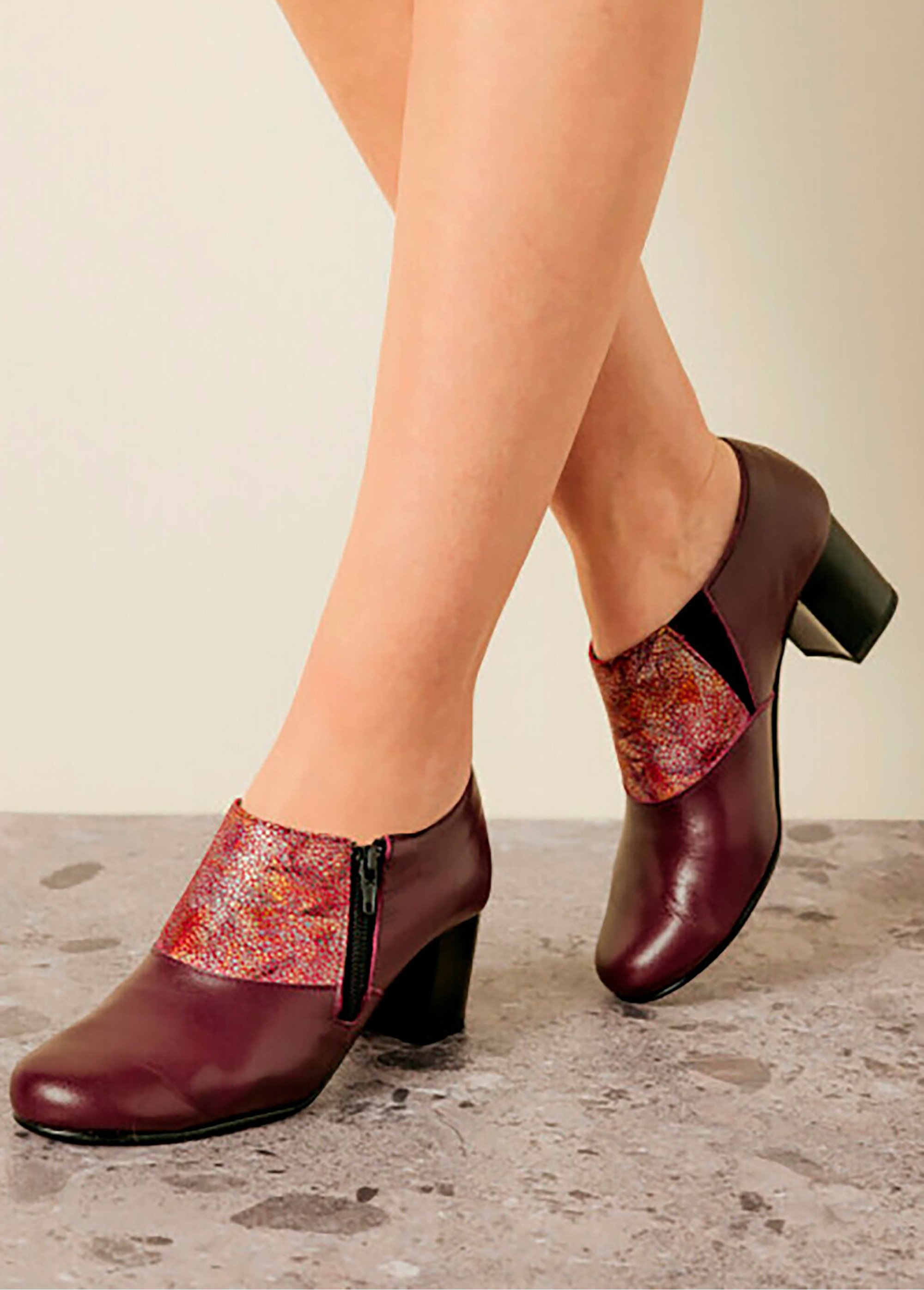 Derbies trotteur zippés largeur confort Femme Rouge OBLONG SF1