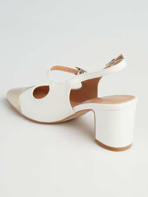 Escarpins style babies, bout rapporté Femme Blanc LBSBZY9958 DO1