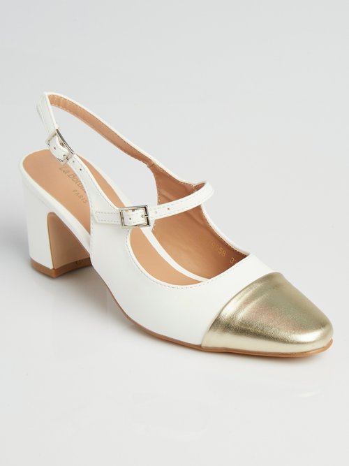 Escarpins style babies, bout rapporté Femme Blanc LBSBZY9958 FA1