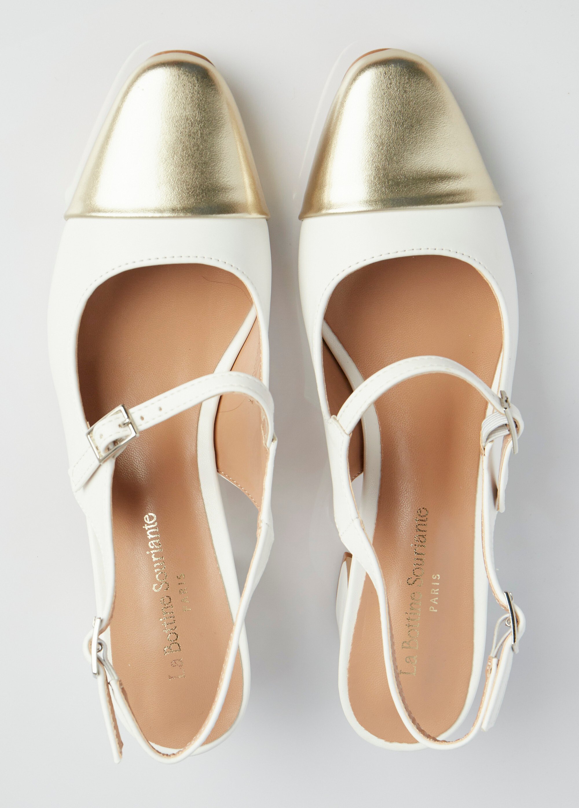 Escarpins style babies, bout rapporté Femme Blanc LBSBZY9958 OV1