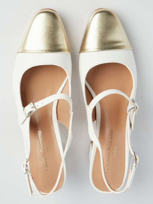 Escarpins style babies, bout rapporté Femme Blanc LBSBZY9958 OV1