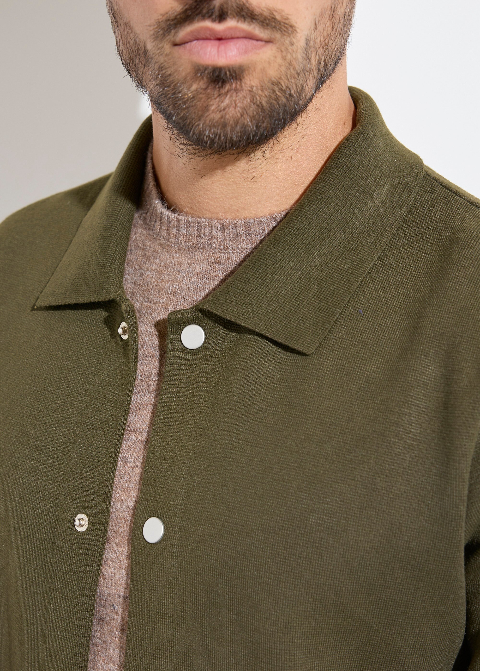 Blouson fin en maille, avec pressions Homme Vert FRIDZLSL24172-1 DE1