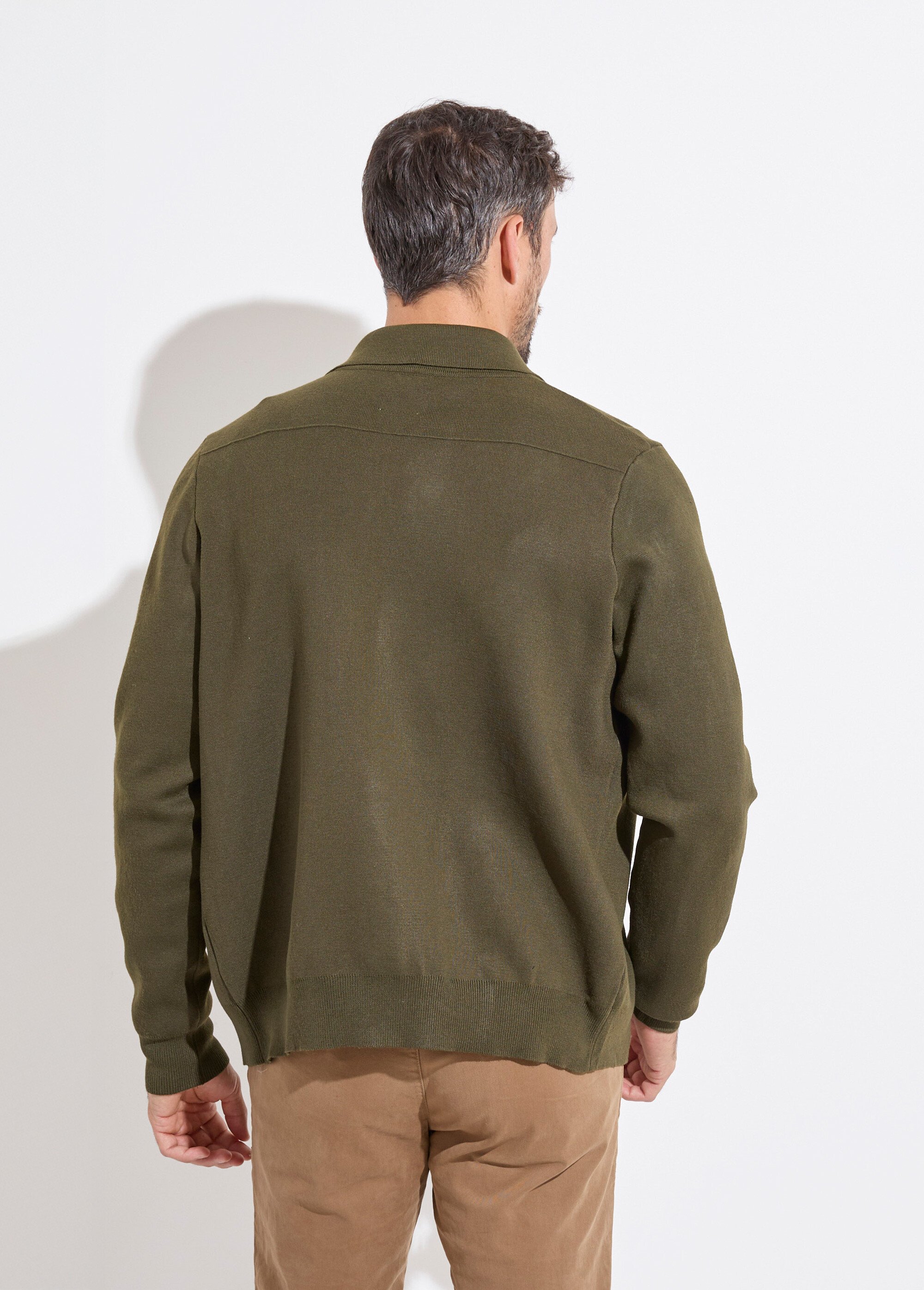 Blouson fin en maille, avec pressions Homme Vert FRIDZLSL24172-1 DO1