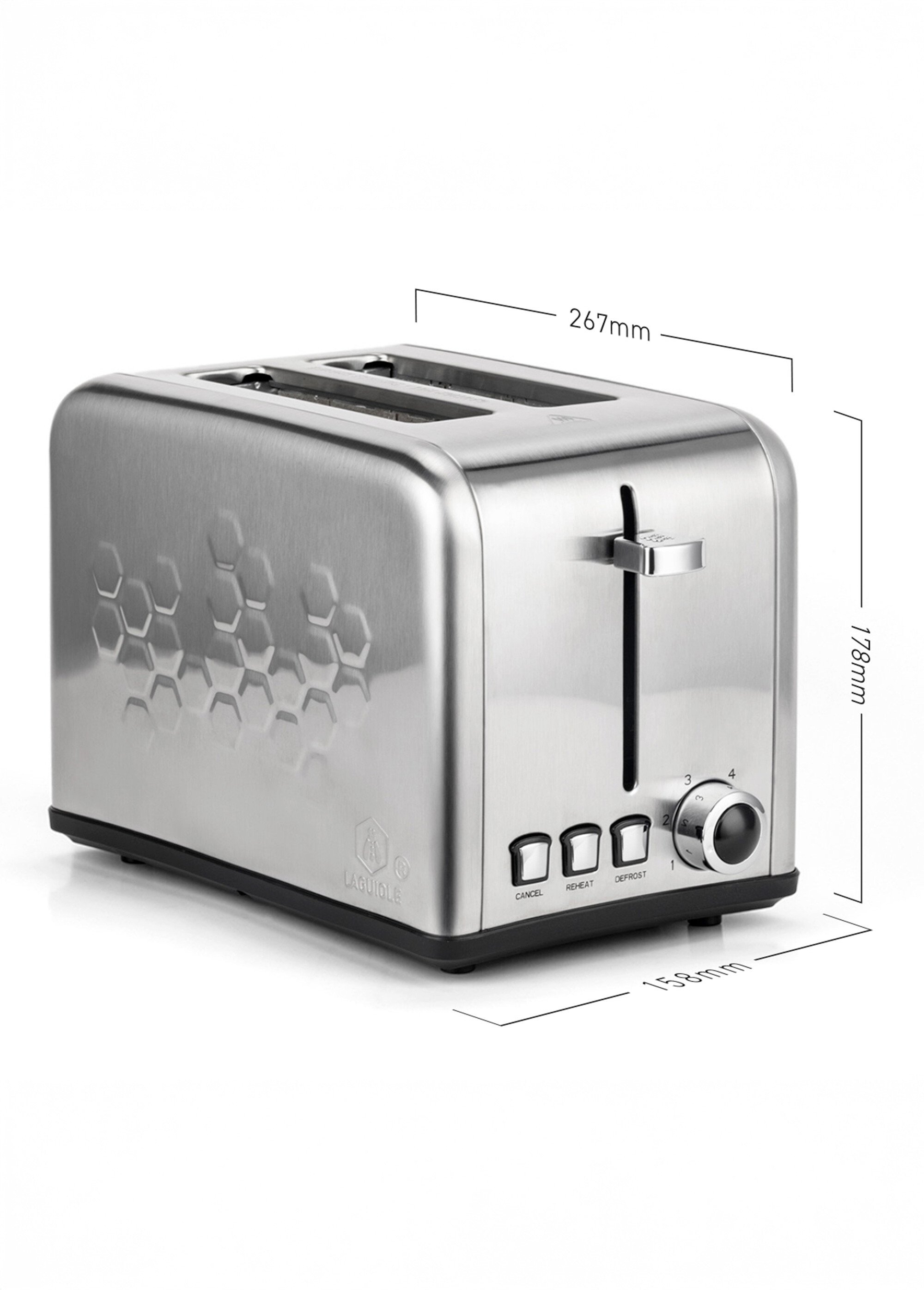 Grille pain inox 2 fentes extra larges