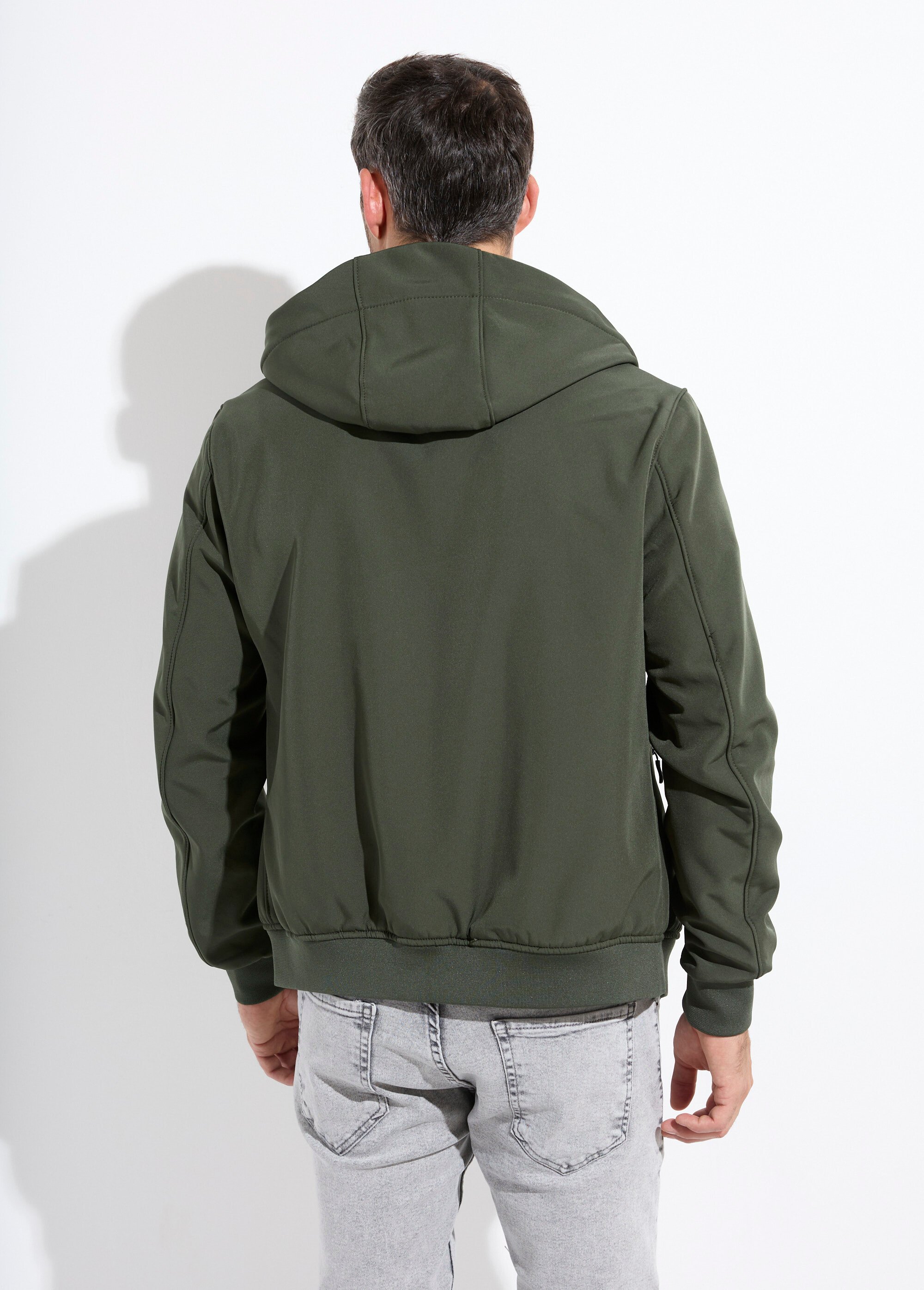 Veste sportswear mi saison courte à capuche Homme Vert KYM5367 DO1