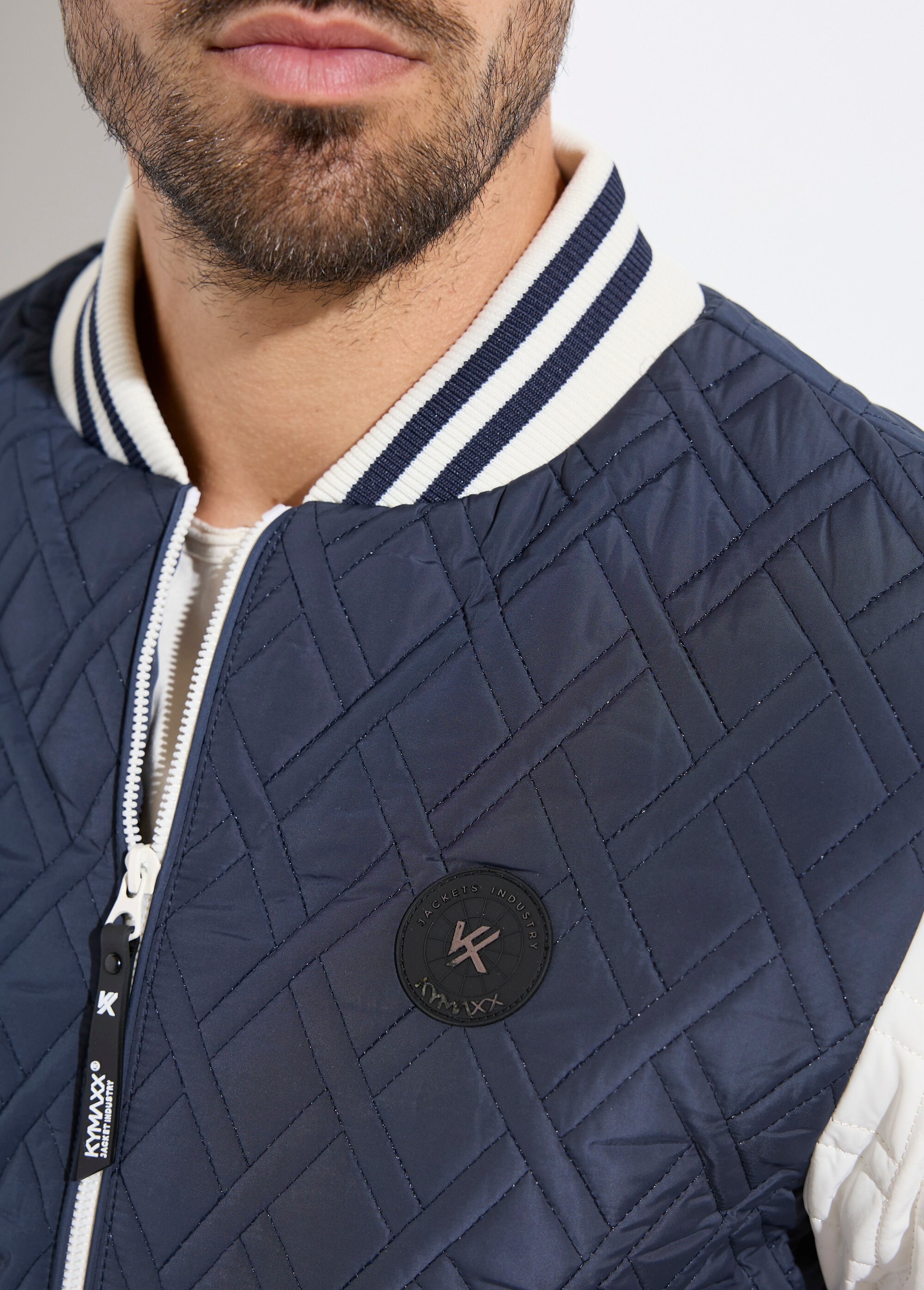 Blouson teddy matelassé losanges Homme Bleu KYM5330 DE1