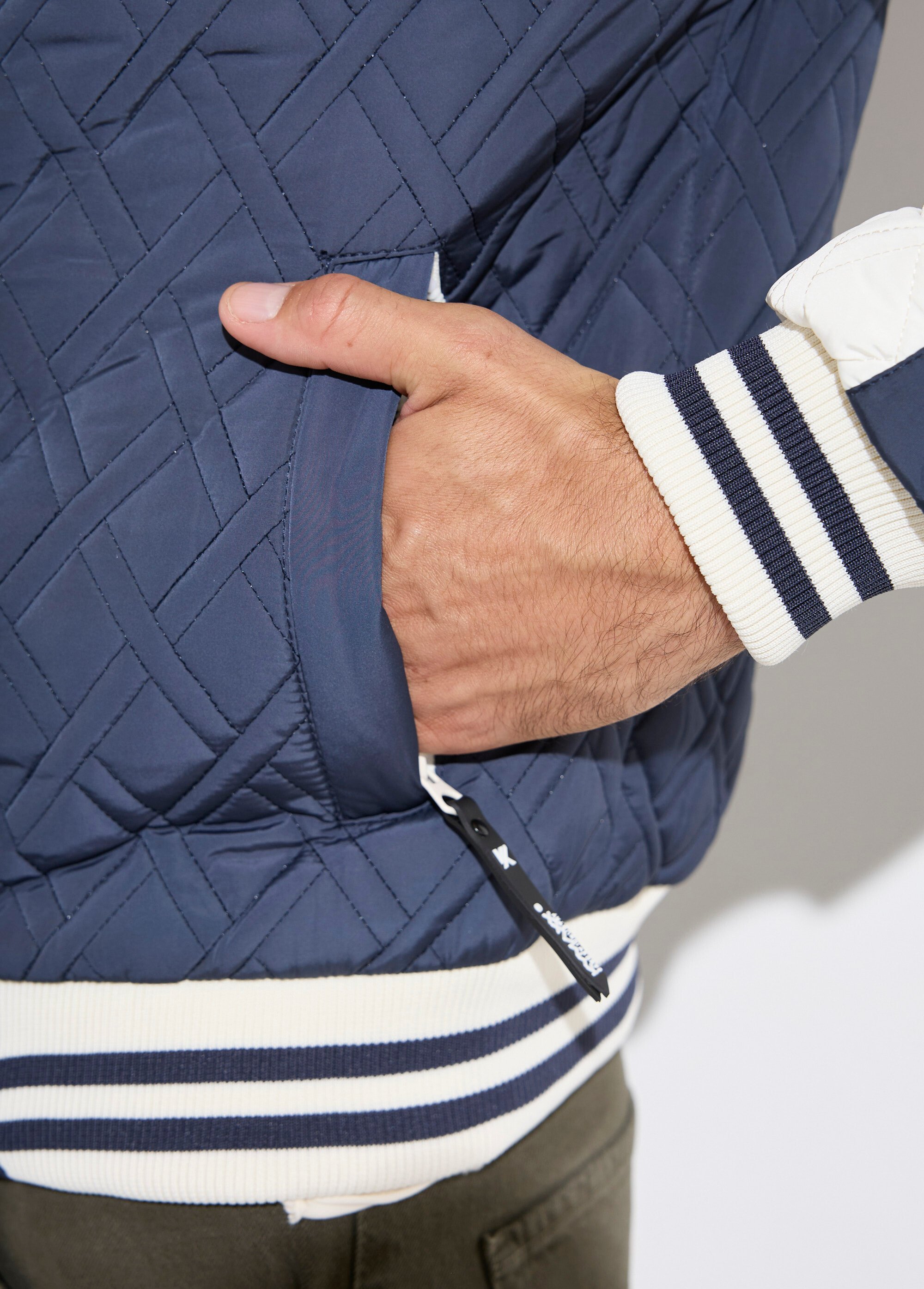 Blouson teddy matelassé losanges Homme Bleu KYM5330 DE2