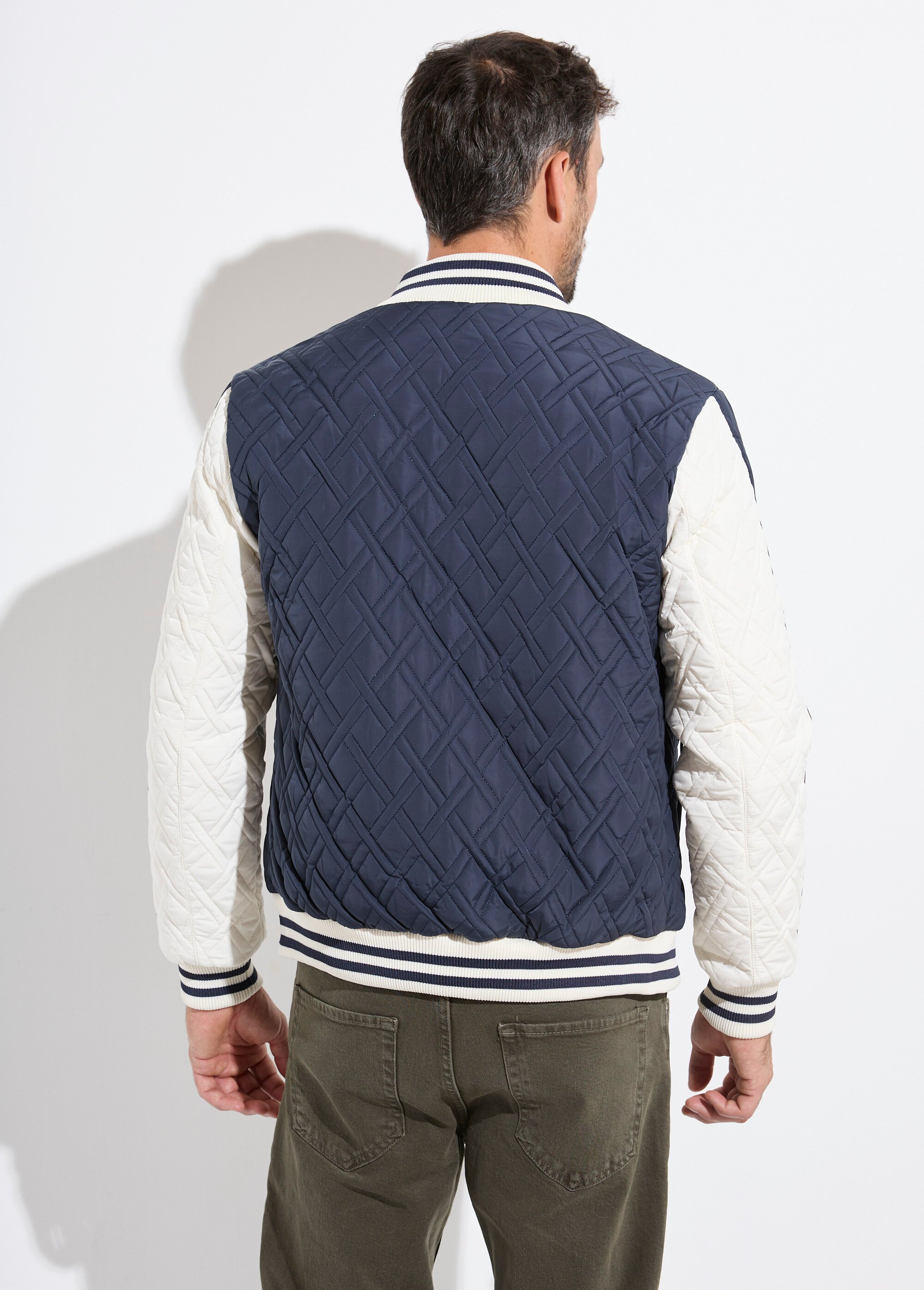 Blouson teddy matelassé losanges Homme Bleu KYM5330 DO1