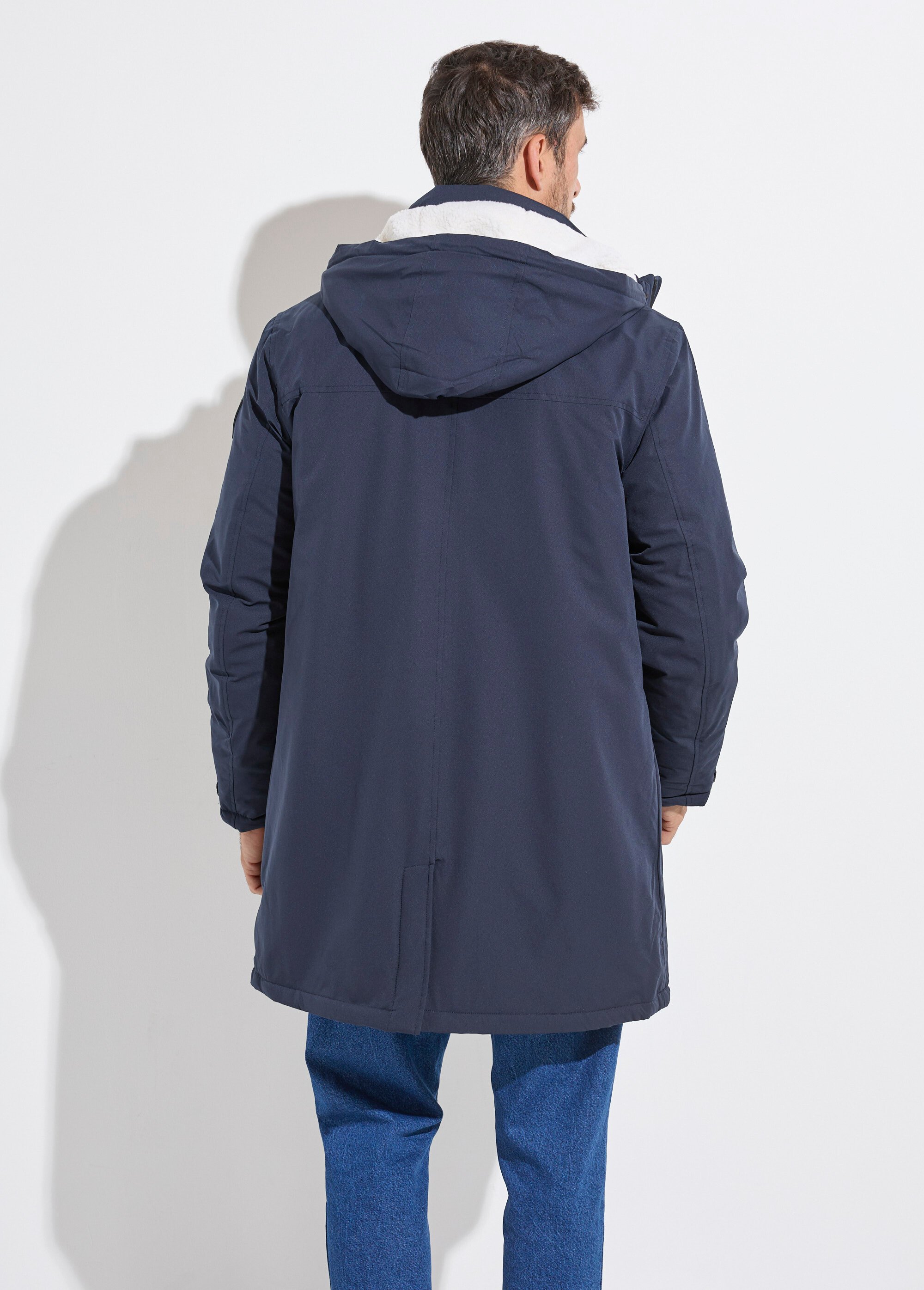 Parka casual fourrée à capuche Homme Bleu KYM5278 DO1