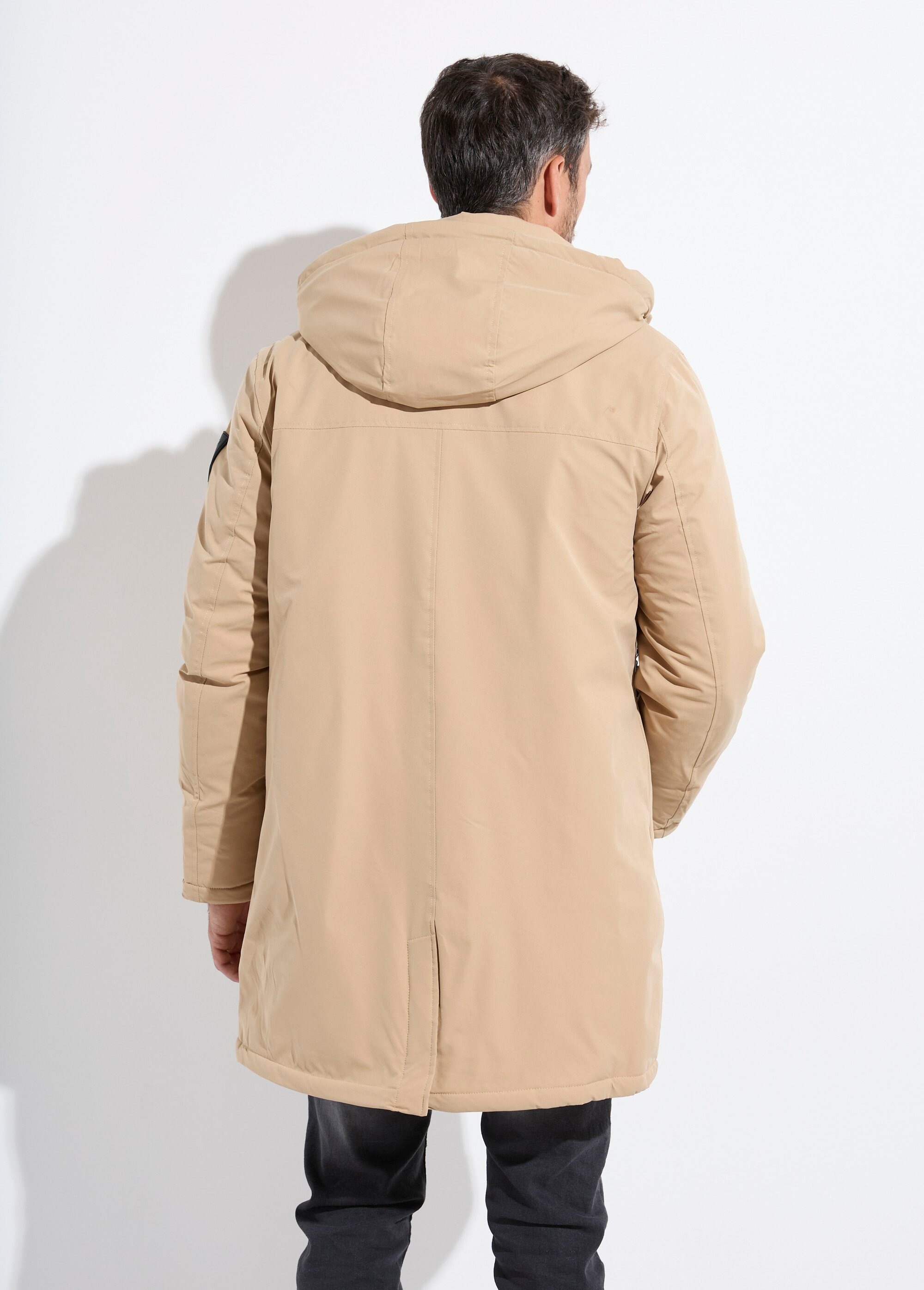 Parka casual fourrée à capuche Homme Beige KYM5278 DO1