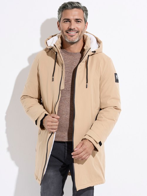 Parka casual fourrée à capuche Homme Beige KYM5278 FA1