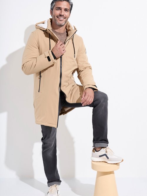 Parka casual fourrée à capuche Homme Beige KYM5278 MV1