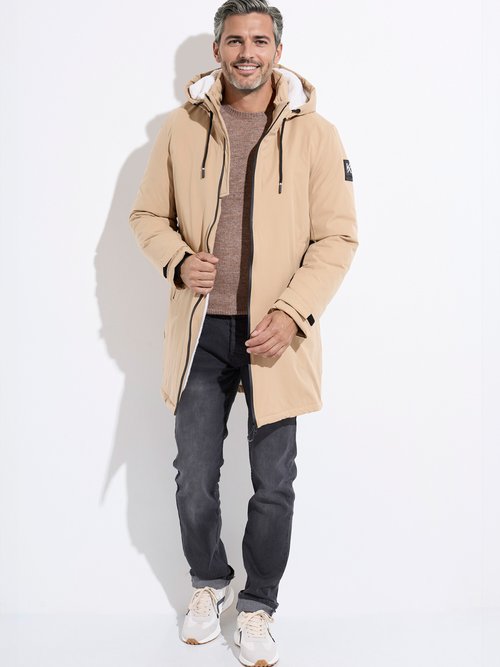 Parka casual fourrée à capuche Homme Beige KYM5278 SF1