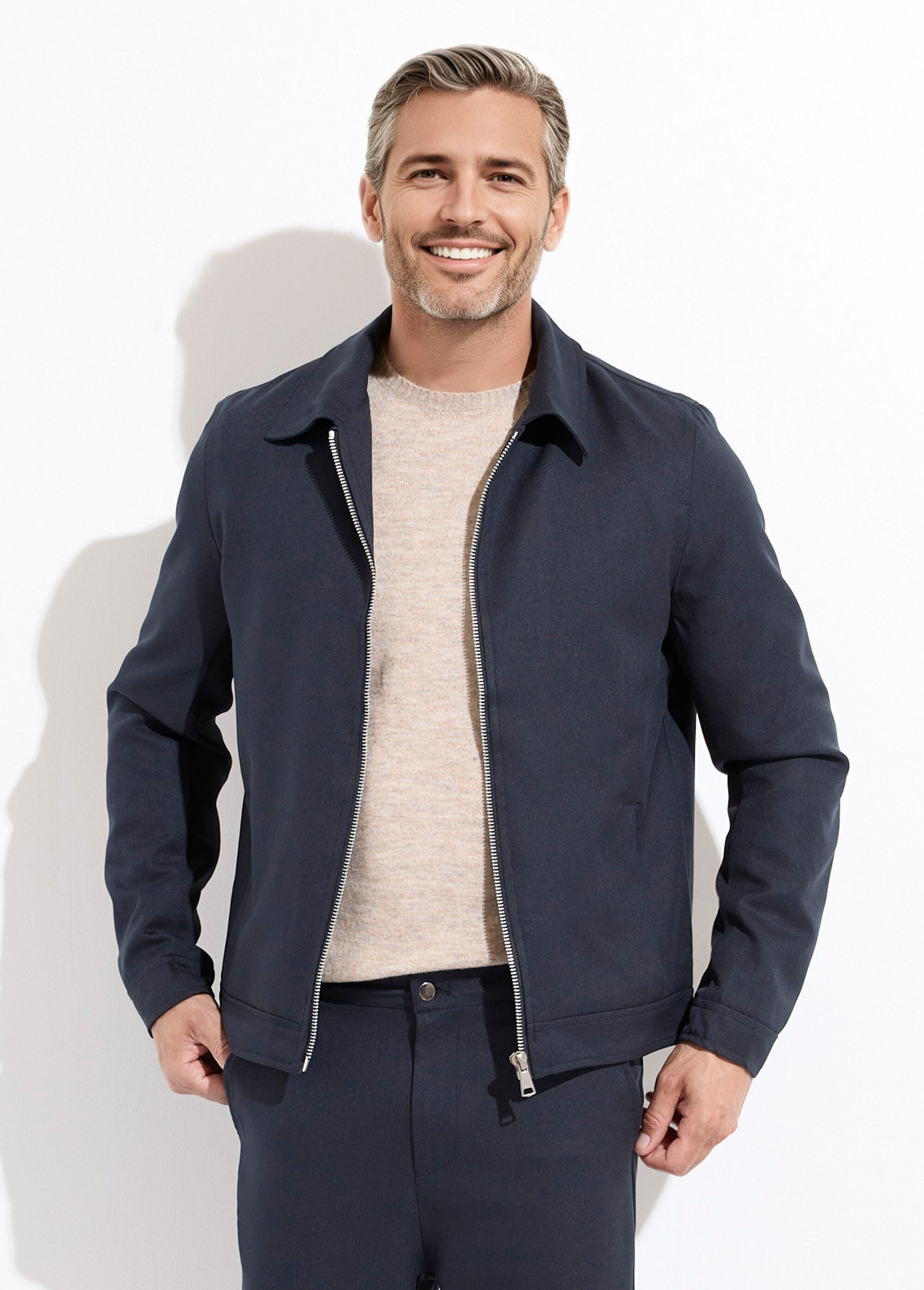Veste zippée légère casual chic Homme Bleu FRIVESQQ108Y60 FA1