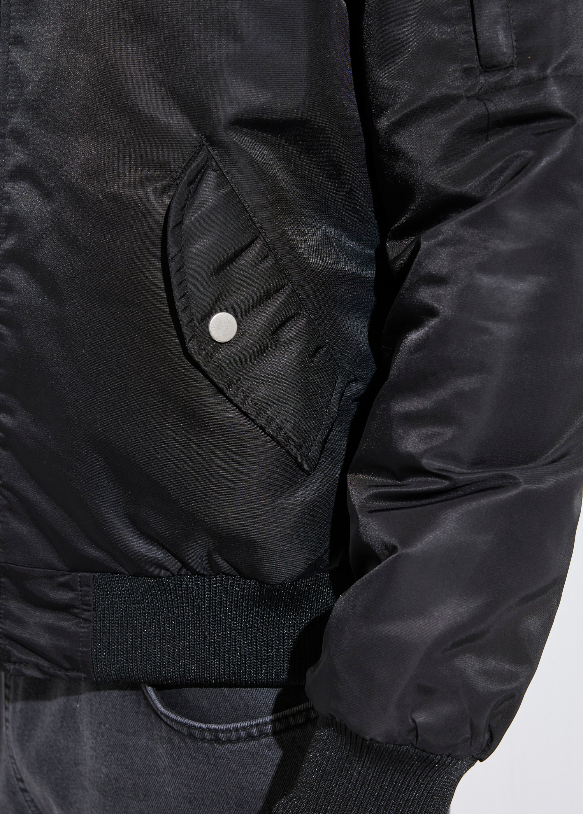 Blouson bomber satiné zip métal Homme Noir FRIQQ161S98-1 DE2