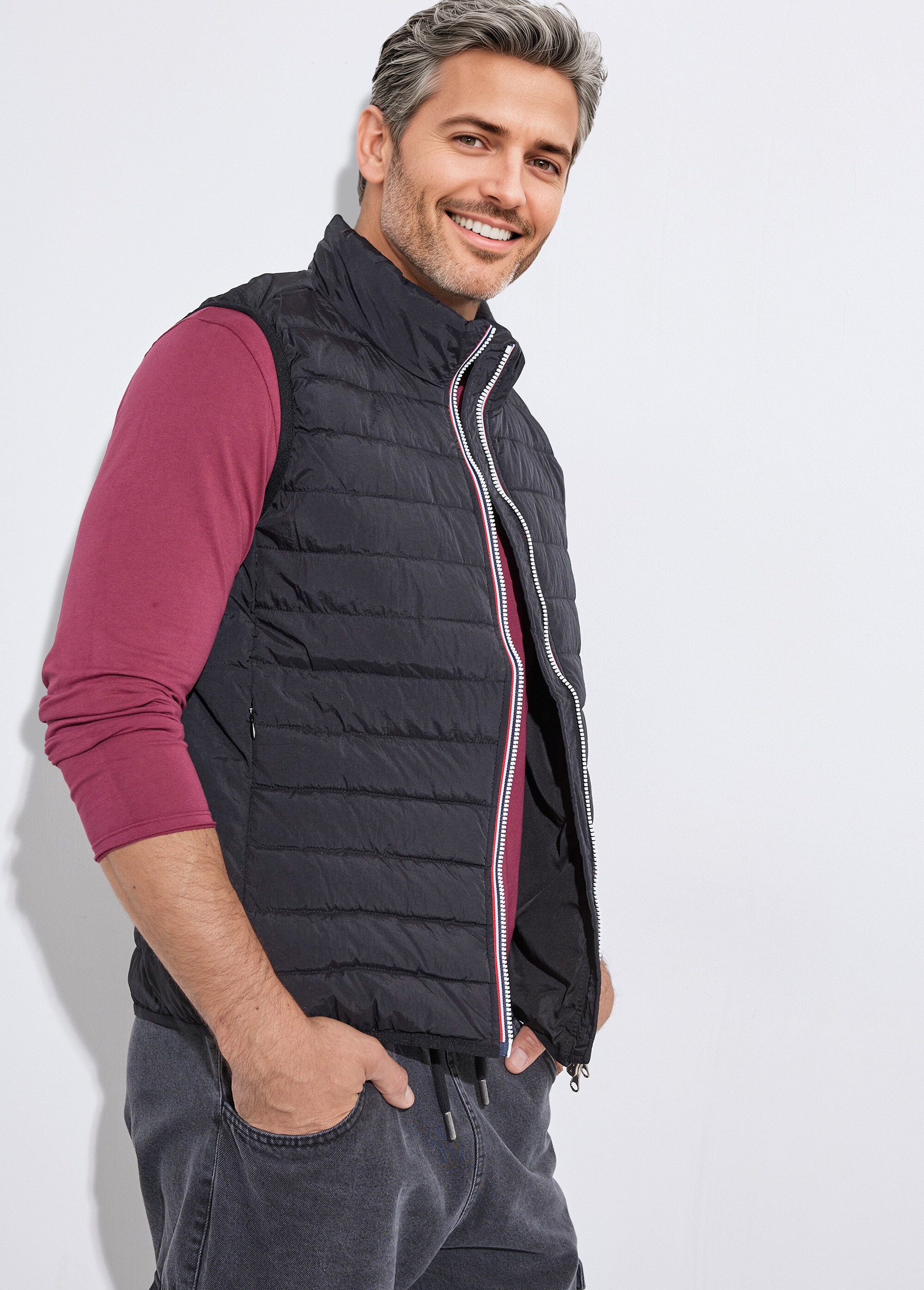 Doudoune sans manches surpiquée matelassée