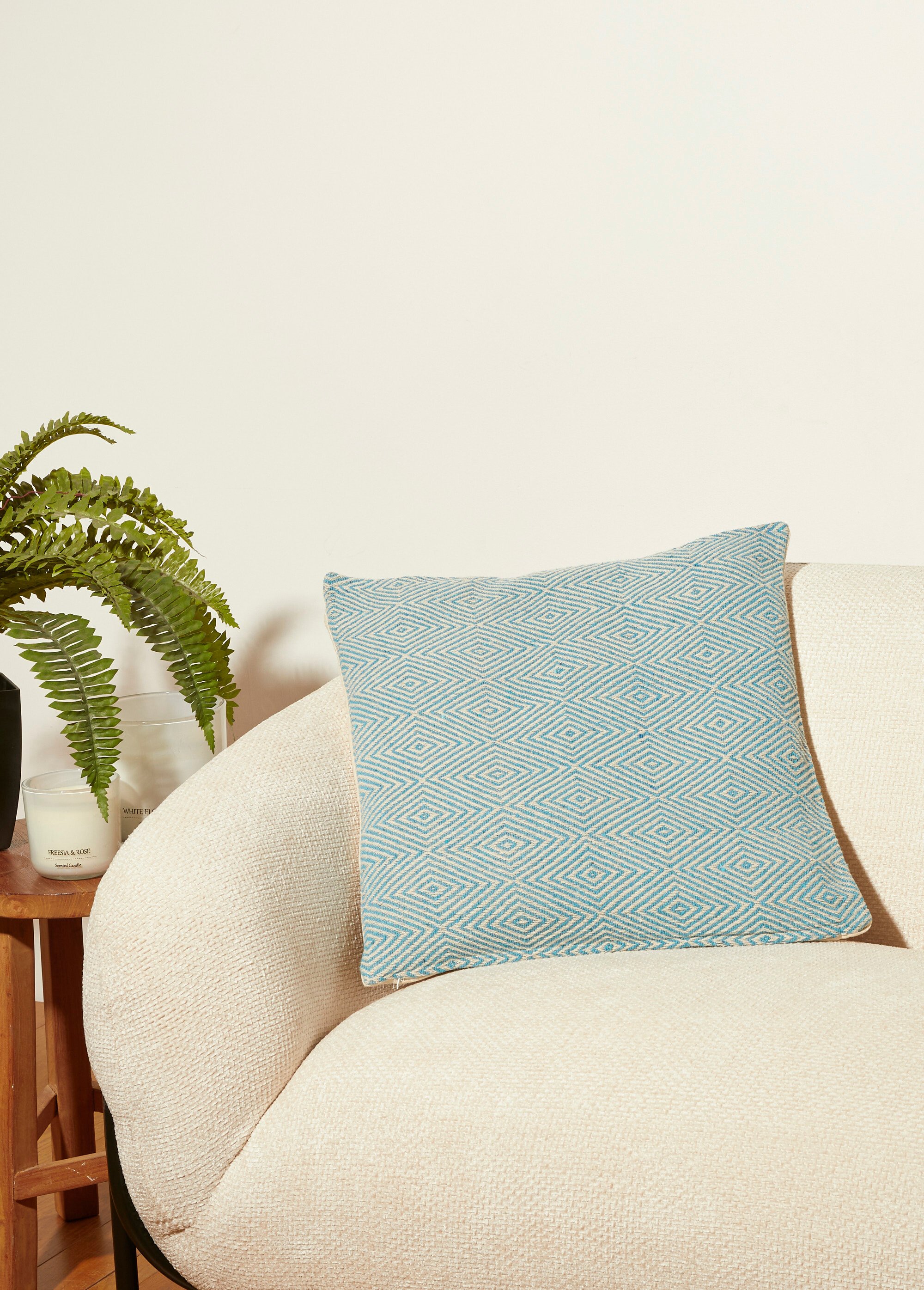 Housse coussin tissée 50x50cm, losanges Bleu COTZZ70296 SI1