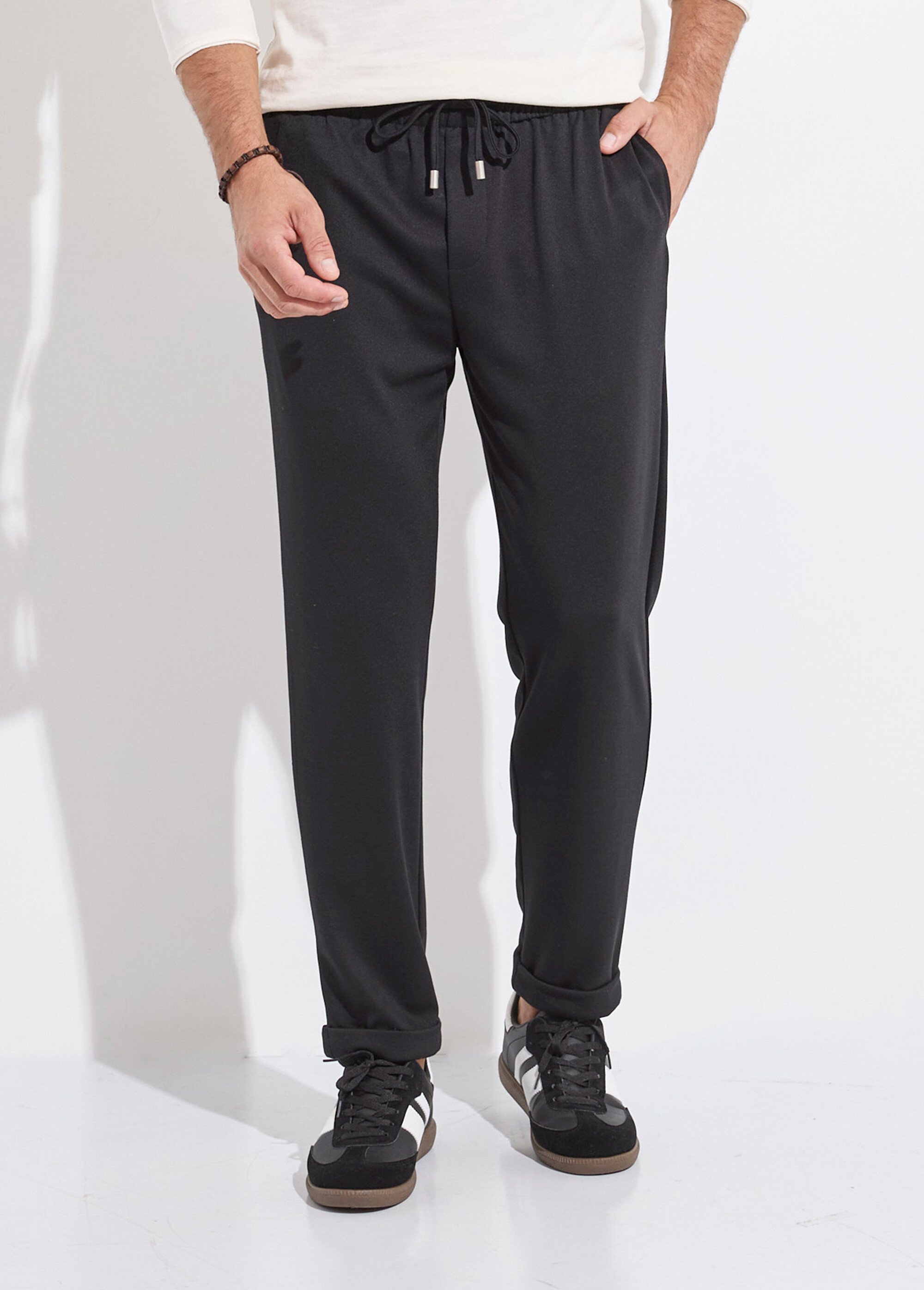 Pantalon coupe ajustée bas à revers Homme Noir FRIBM24I19-1 FA1