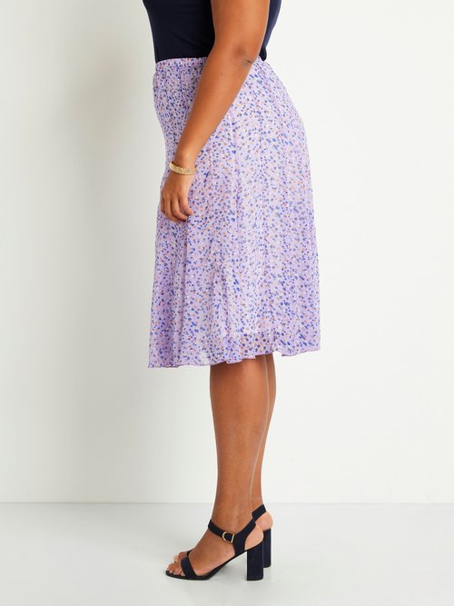 Jupe évasée voile imprimé mi longue Femme Grande Taille Violet LOUISE PR1