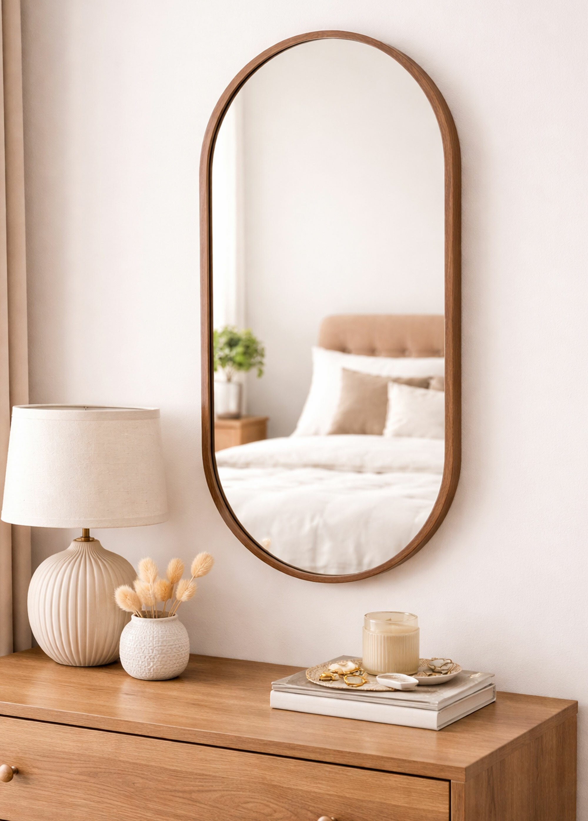 Miroir ovale avec contour fin en métal Marron KP-FL2800220 SI1